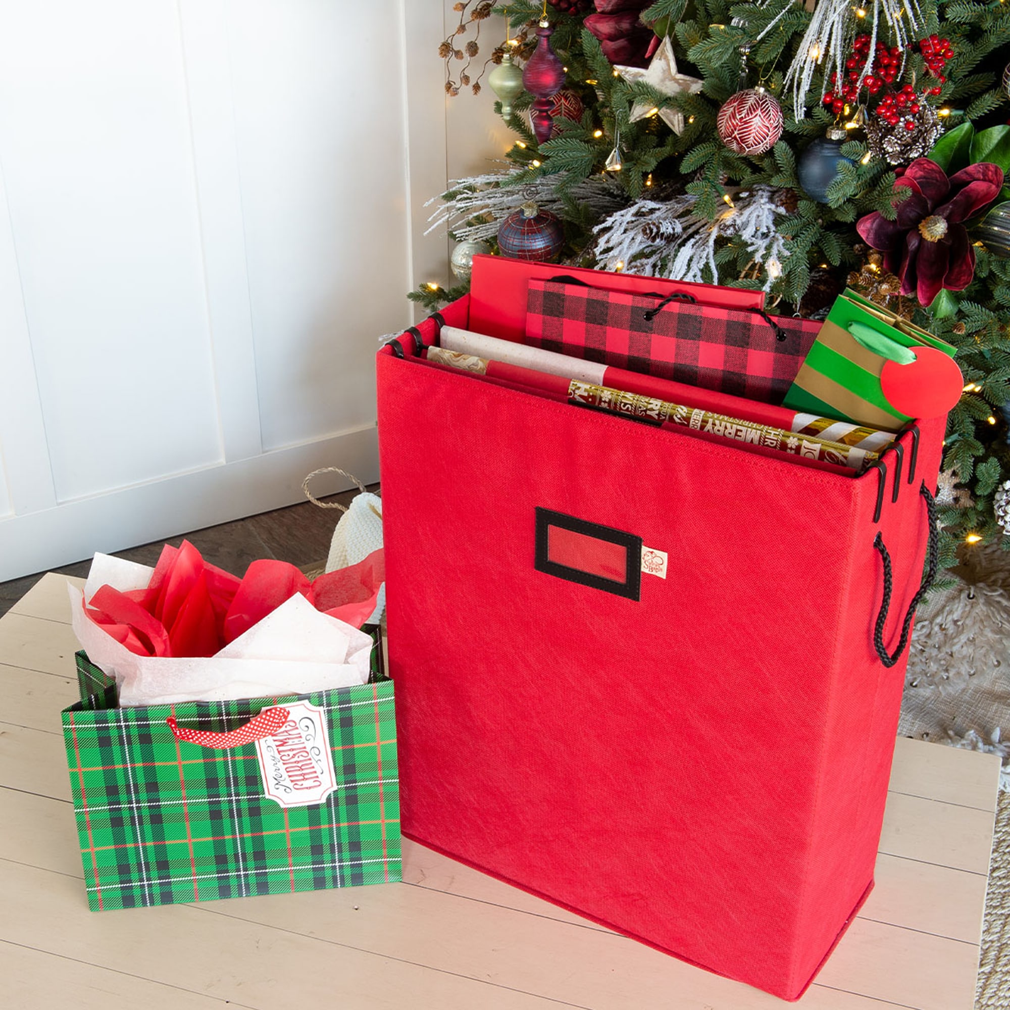 Santa's Bags EZ Roller Wrapping Paper Storage Bag, Red