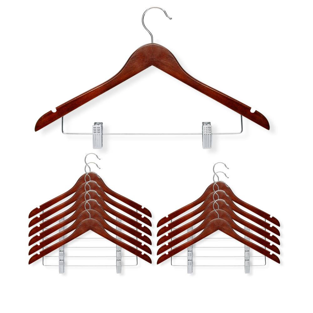 Honey-Can-Do 12-Pack Wood Non-slip Grip Skirt/Pants Hanger (Cherry) in the  Hangers department at