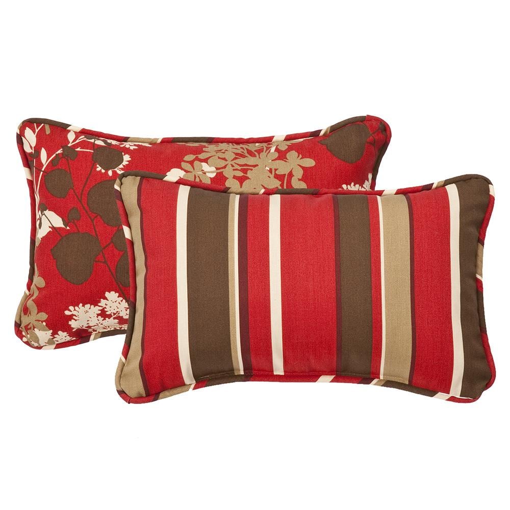 Pillow Perfect 353425 Monserrat/Montifleuri Sangria 2-Piece 11-1/2-in x 18-1/2-in Brown, Red Indoor Decorative Pillow