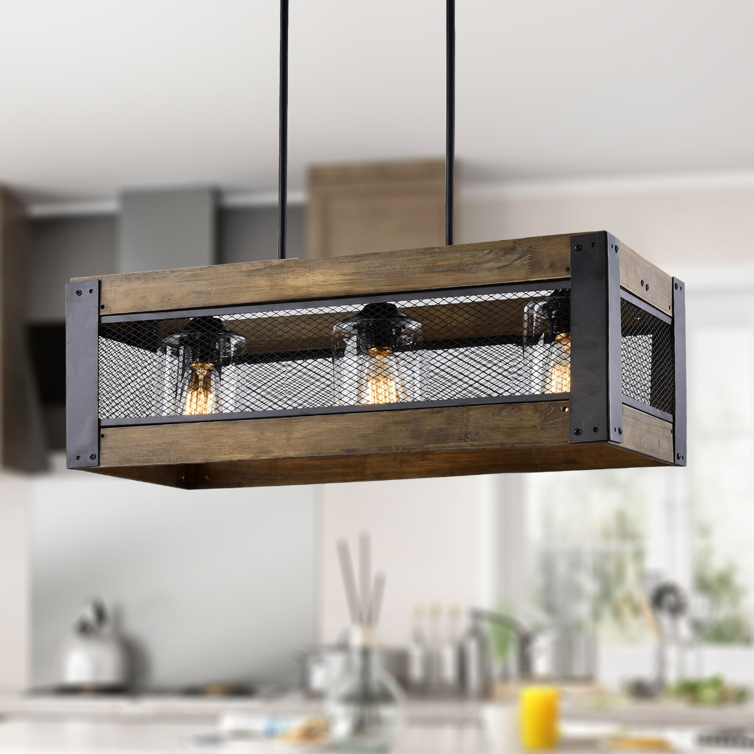 LNC Laius 5-Light Matte Black Farmhouse Chandelier
