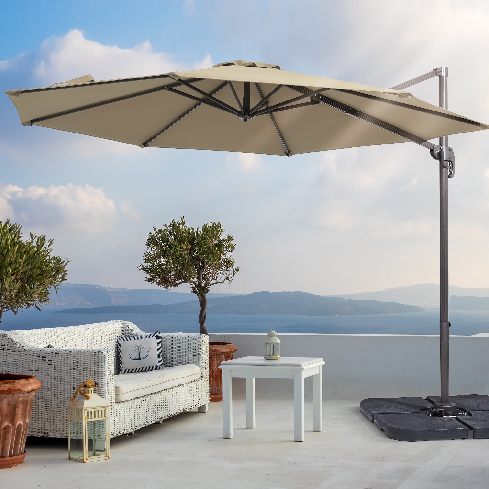 ACEGOSES 10-ft Sand Cantilever Patio Umbrella in the Patio Umbrellas  department at