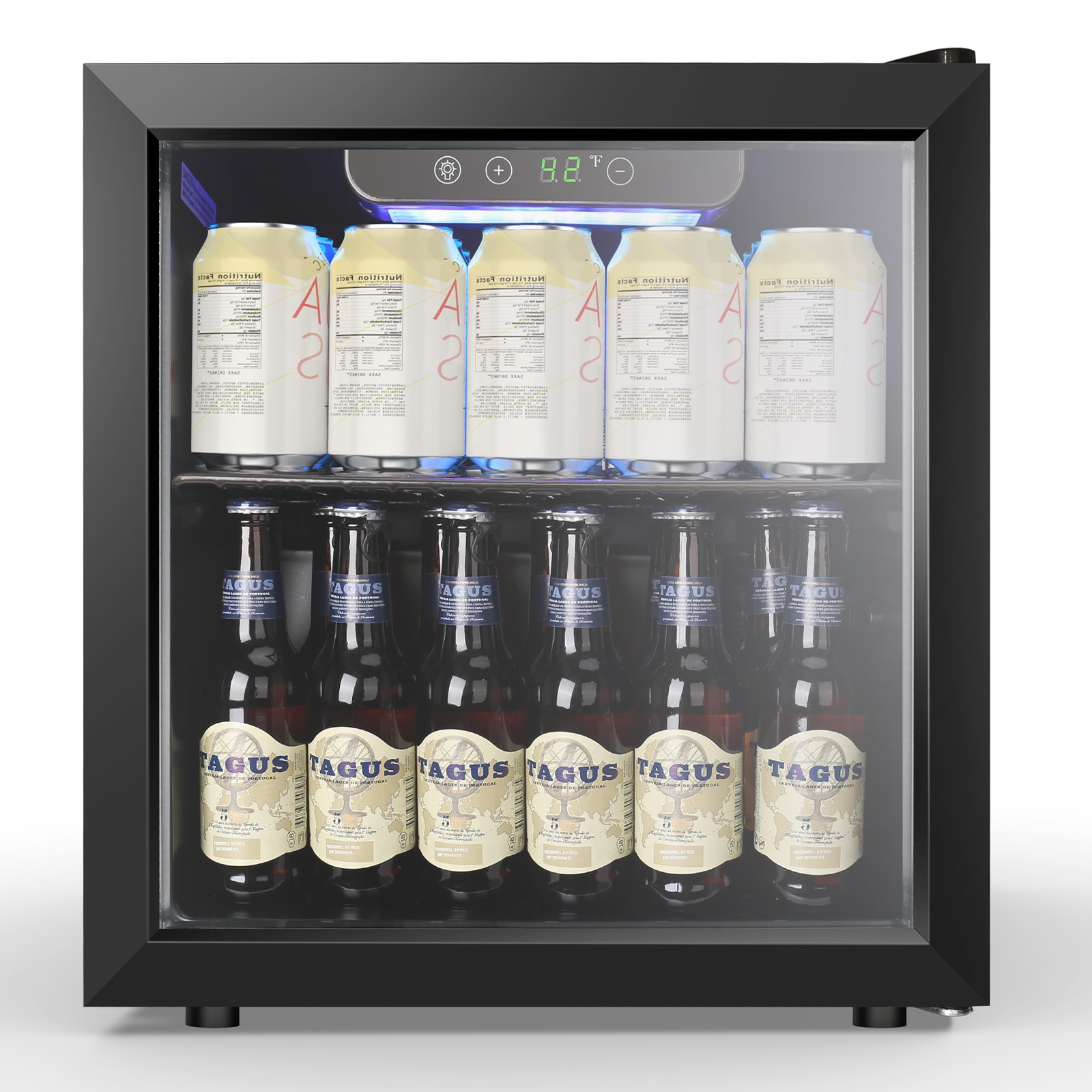 COWSAR W5875H 16.93-Inches W 55 -Can Capacity Tempered Glass Freestanding Indoor Beverage Refrigerator with Glass Door