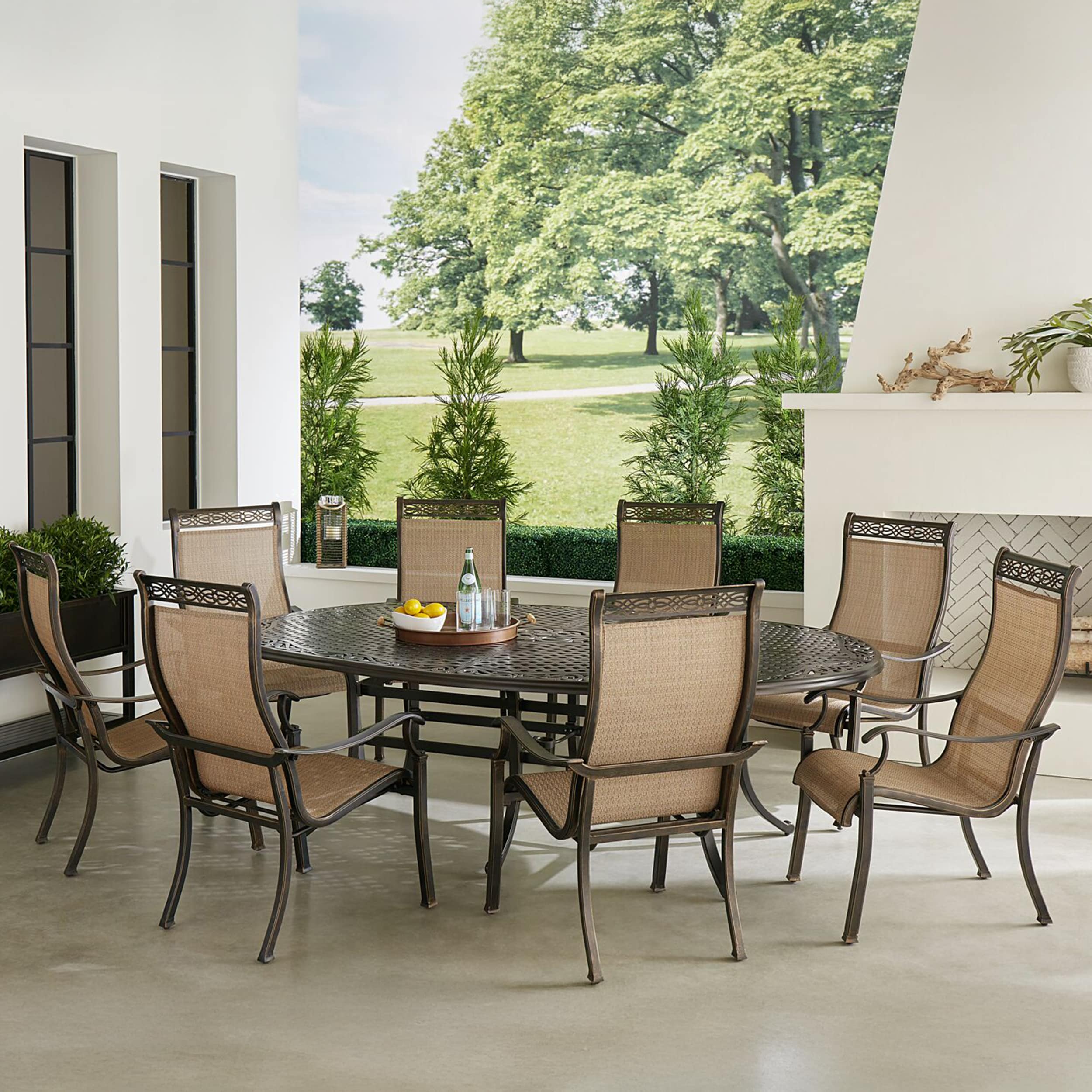 Mikequan 8 - Person Oval Outdoor Dining Set with Cushions
