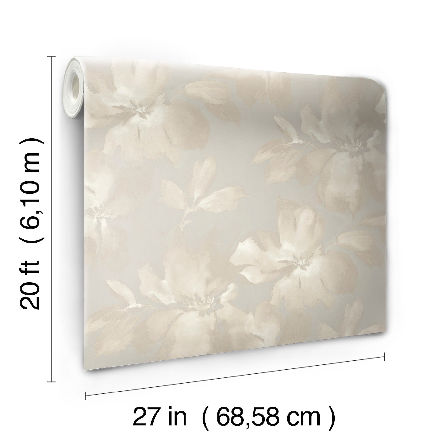 Neutral Floral Peel and Stick Vinyl Wallpaper Roll
