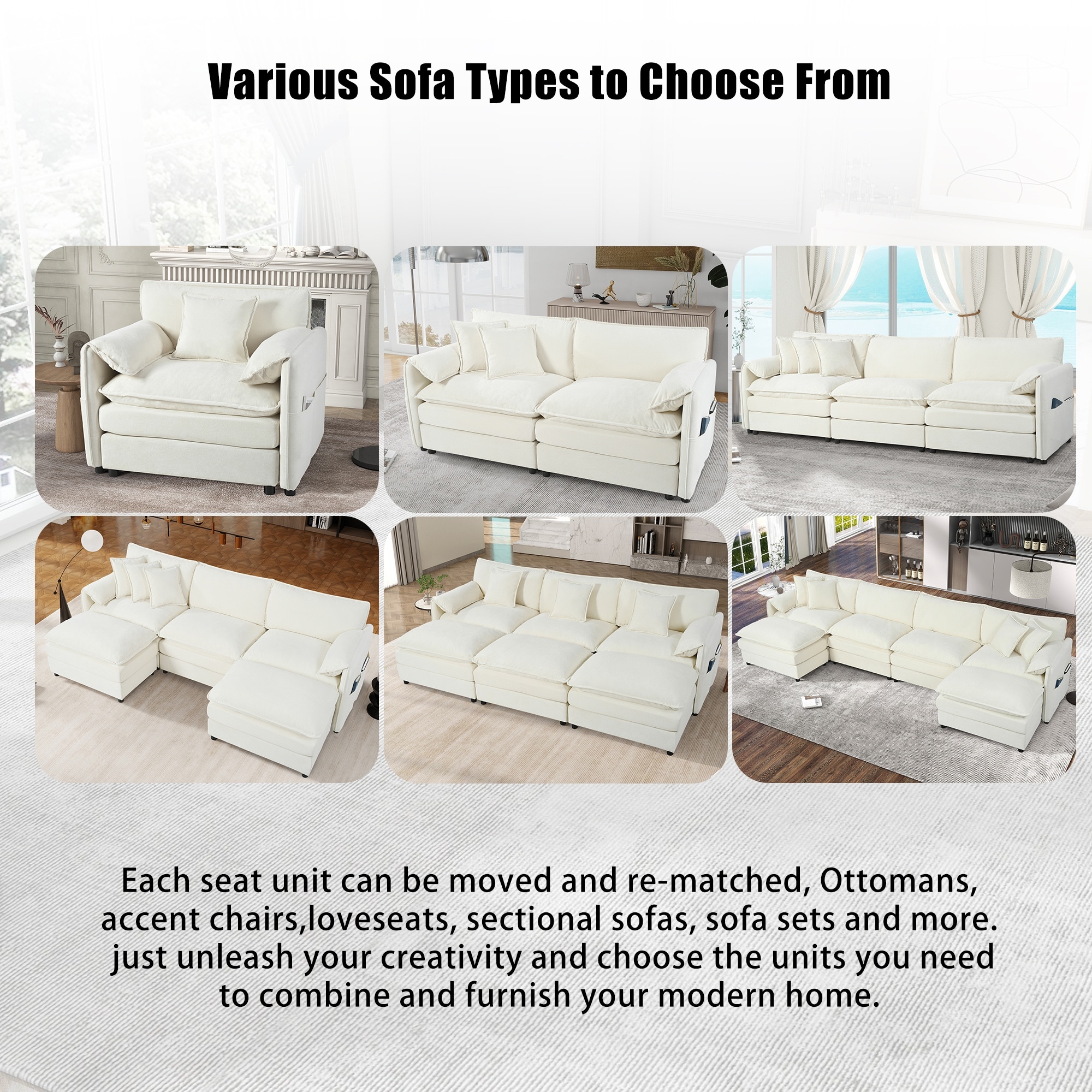 Homy Casa SSOY-02-WH Sofas-Loveseats - View #7
