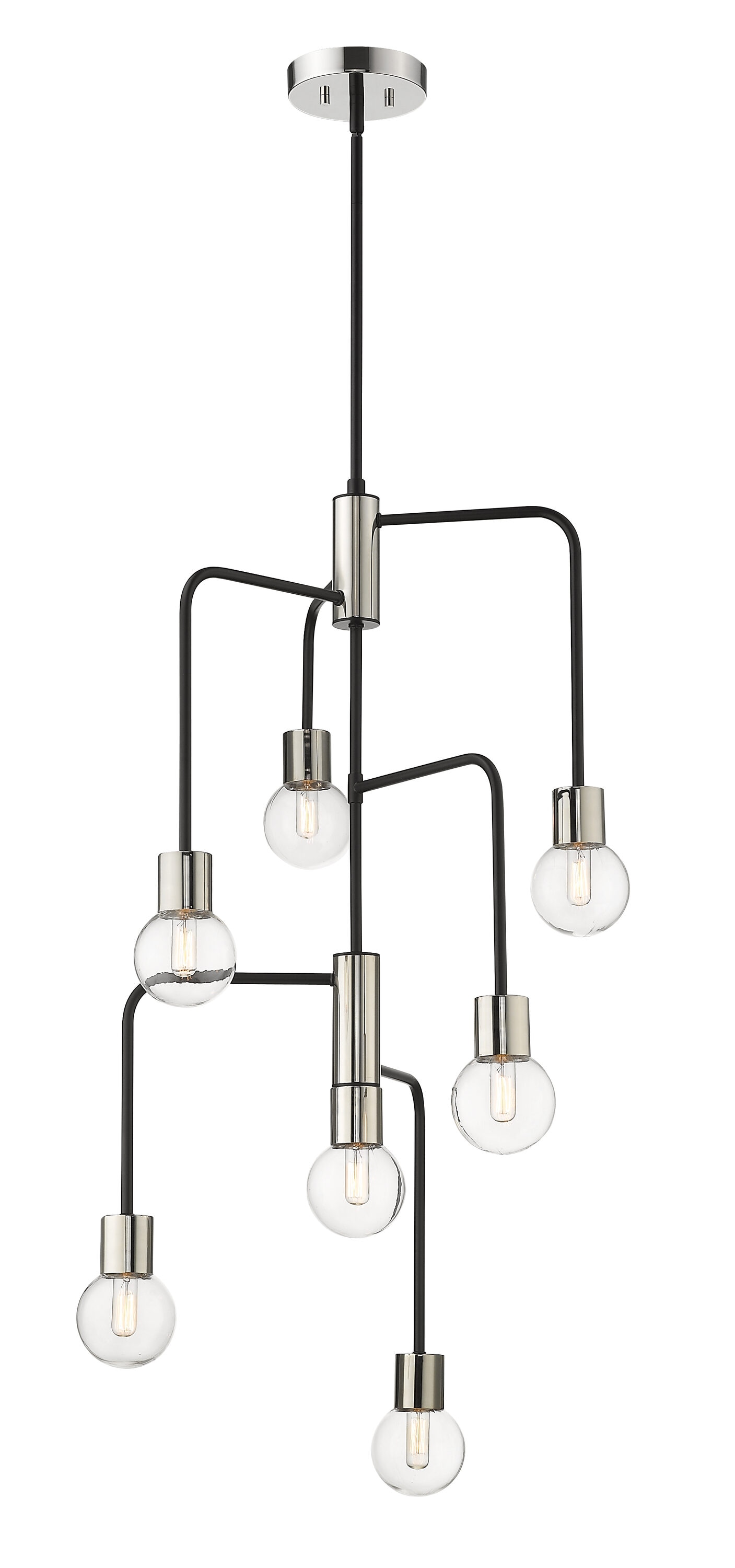 Neutra 7-Light Matte Black and Polished Nickel Chandelier