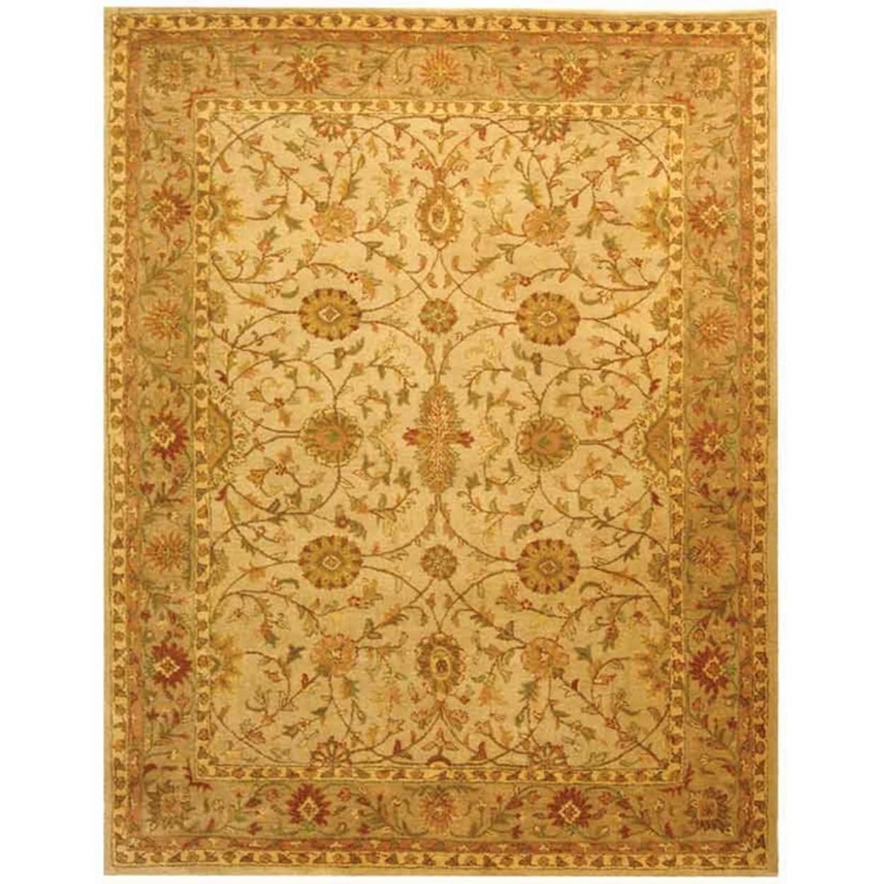 Hand-Tufted Ivory and Light Green Wool Area Rug, 8'3" x 11'