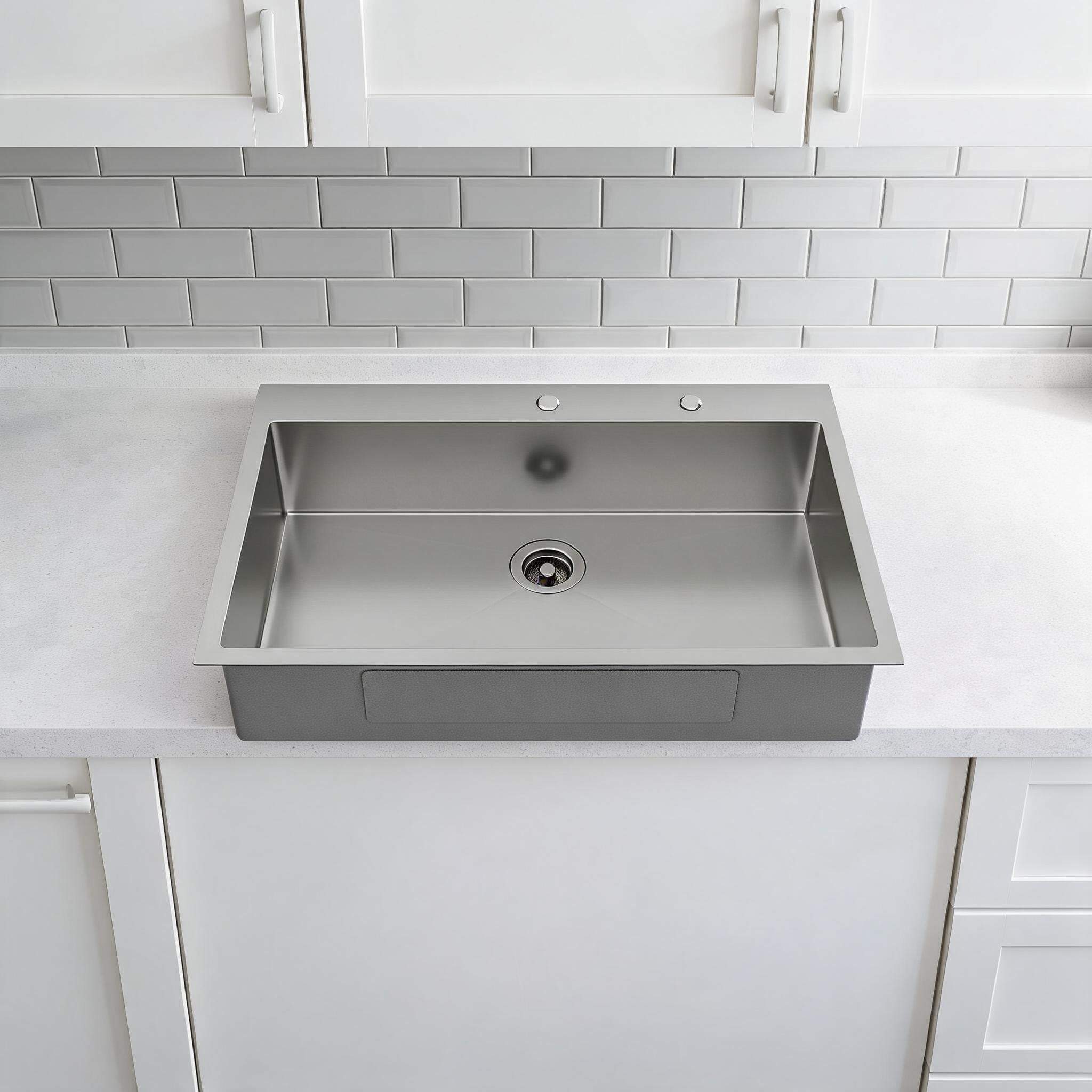 Watnature Kitchen 36 times 22 times 9 Inch Topmount Single Bowl Drop-In Stainless Steel Kitchen Sink #5RYKKW9ZHLY4