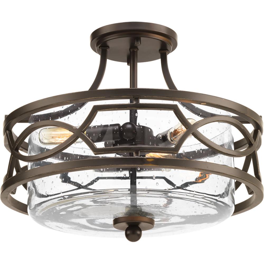 Progress Lighting P350050-020 Soiree 3-Light 15-in Antique Bronze Flush Mount Light