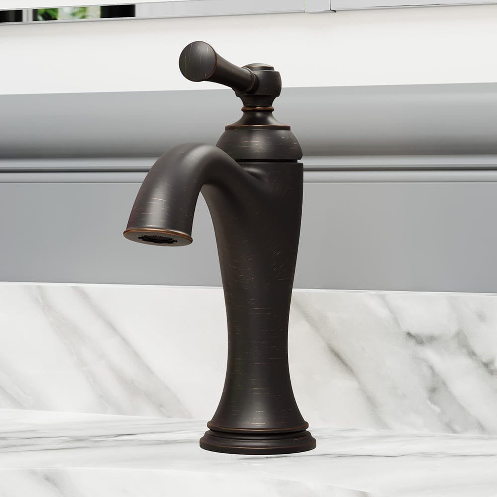 Pfister LG42-TB0Y Tisbury Tuscan Bronze Single hole 1-handle WaterSense Mid-arc Residential Handle Bathroom Sink Faucet with Drain