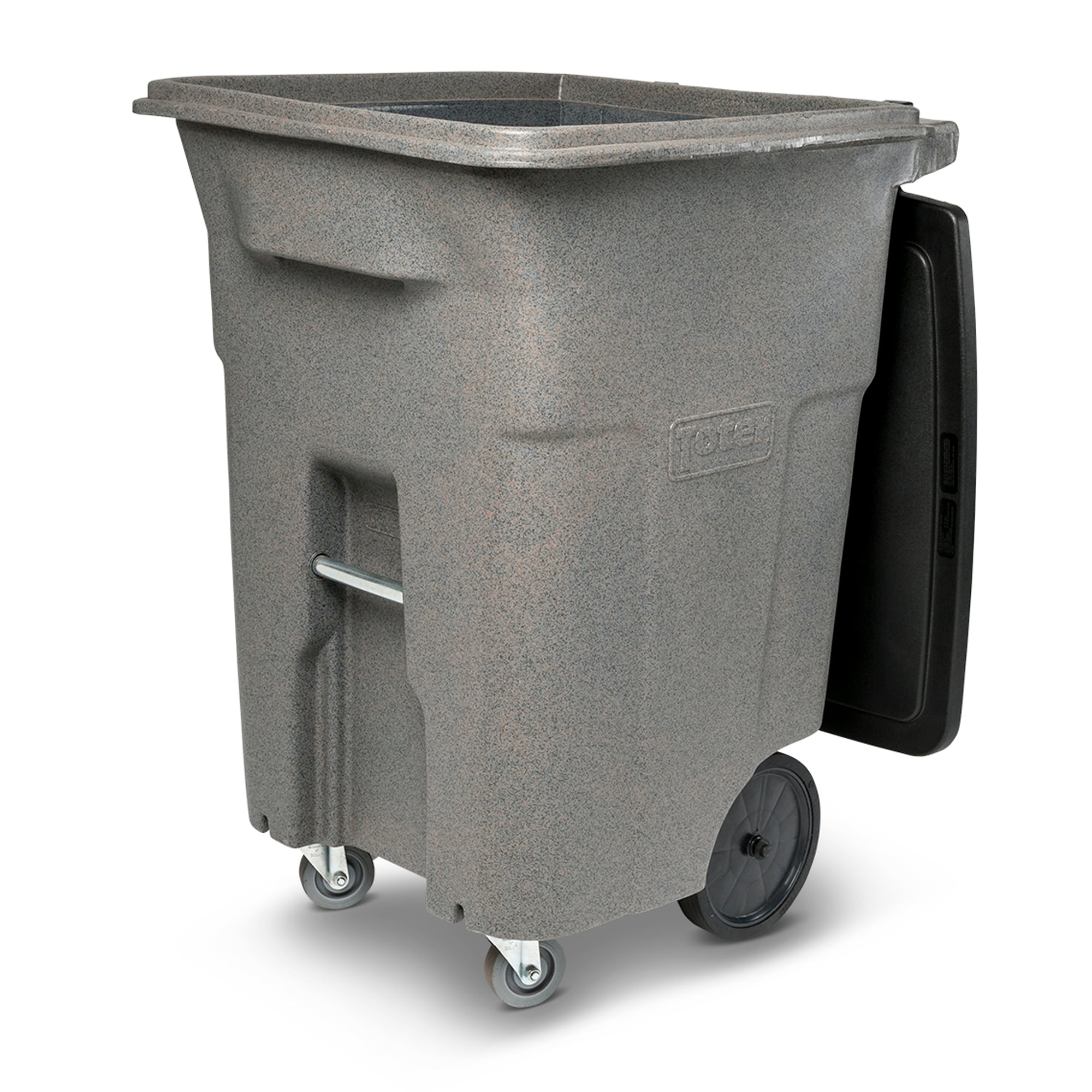Toter ACC96-54689 96 Gallon Graystone Plastic Wheeled Indoor Hinged Lid Trash Can