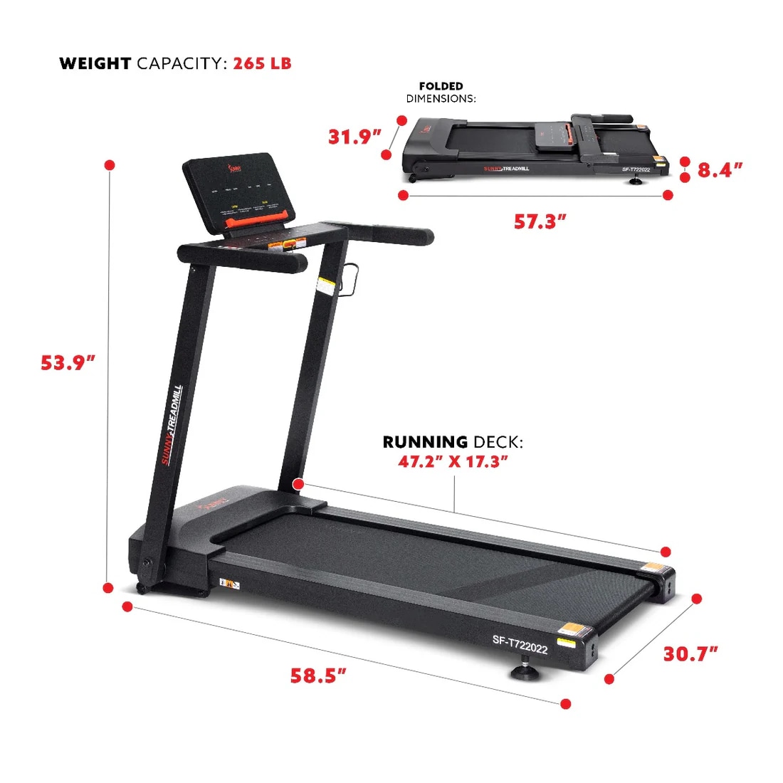 Sunny Health & Fitness Foldable Treadmill with Incline