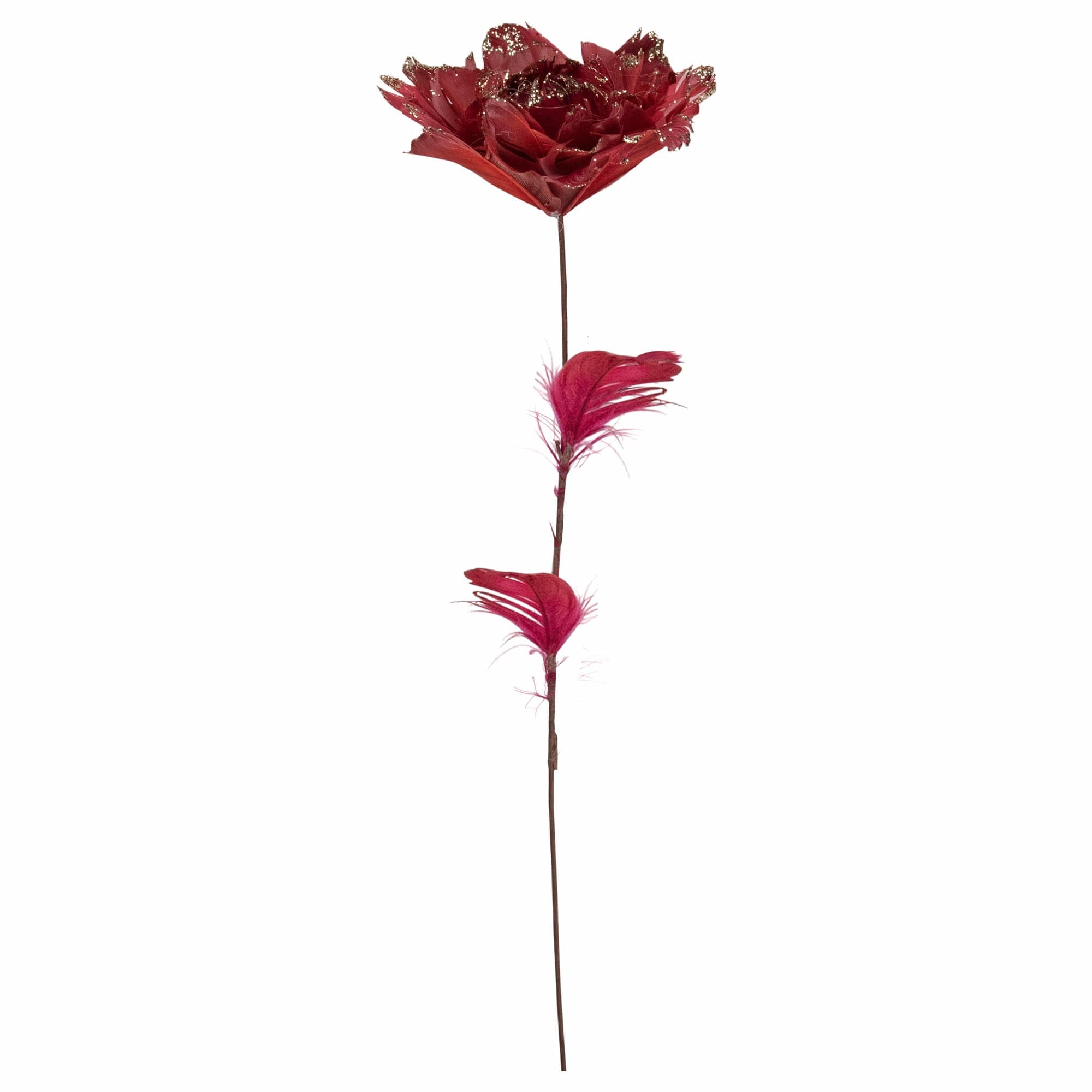 Northlight 20.75 inch Red Feather Peony Artificial Christmas Floral Pick