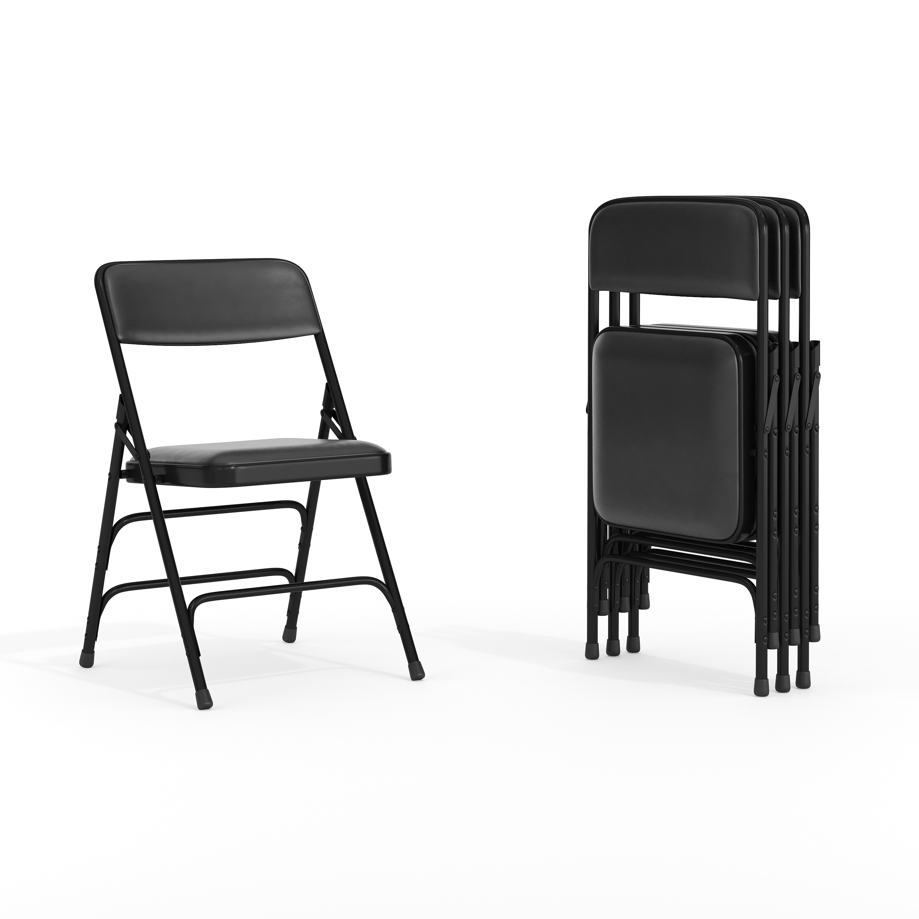 Flash Furniture 847254056908 4 -Pack Black Vinyl/Black Frame Commercial/Residential Standard Folding Chair with Upholstered Seat ( Indoor )