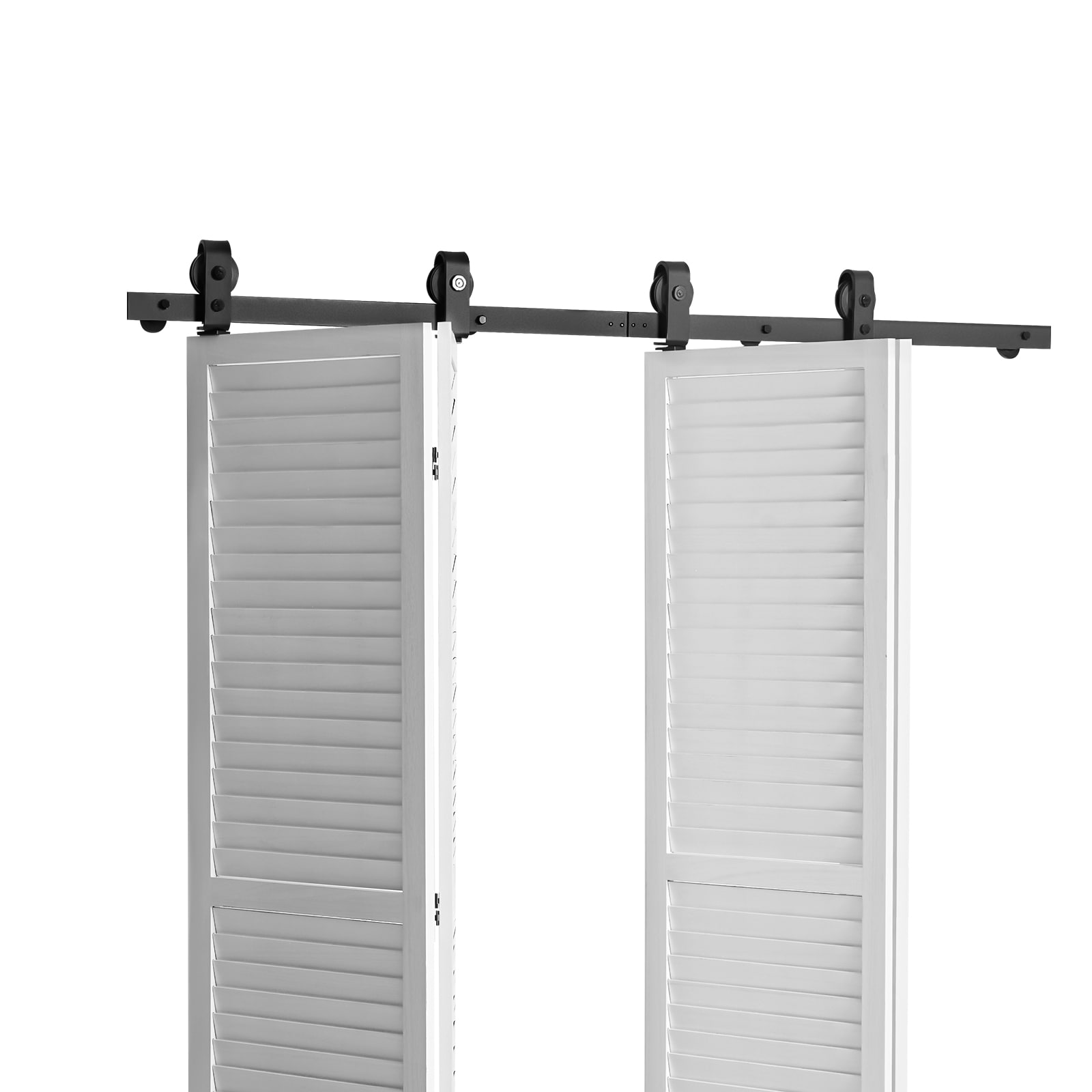 VEVOR Bi-Folding Sliding Barn Door Hardware Track Kit 64in Top Mount Track Kit Slide Smoothly and Quietly Heavy Duty Easy to Install Suitable for Four 15in Closet Pantry Laundry Doors (Not Included)