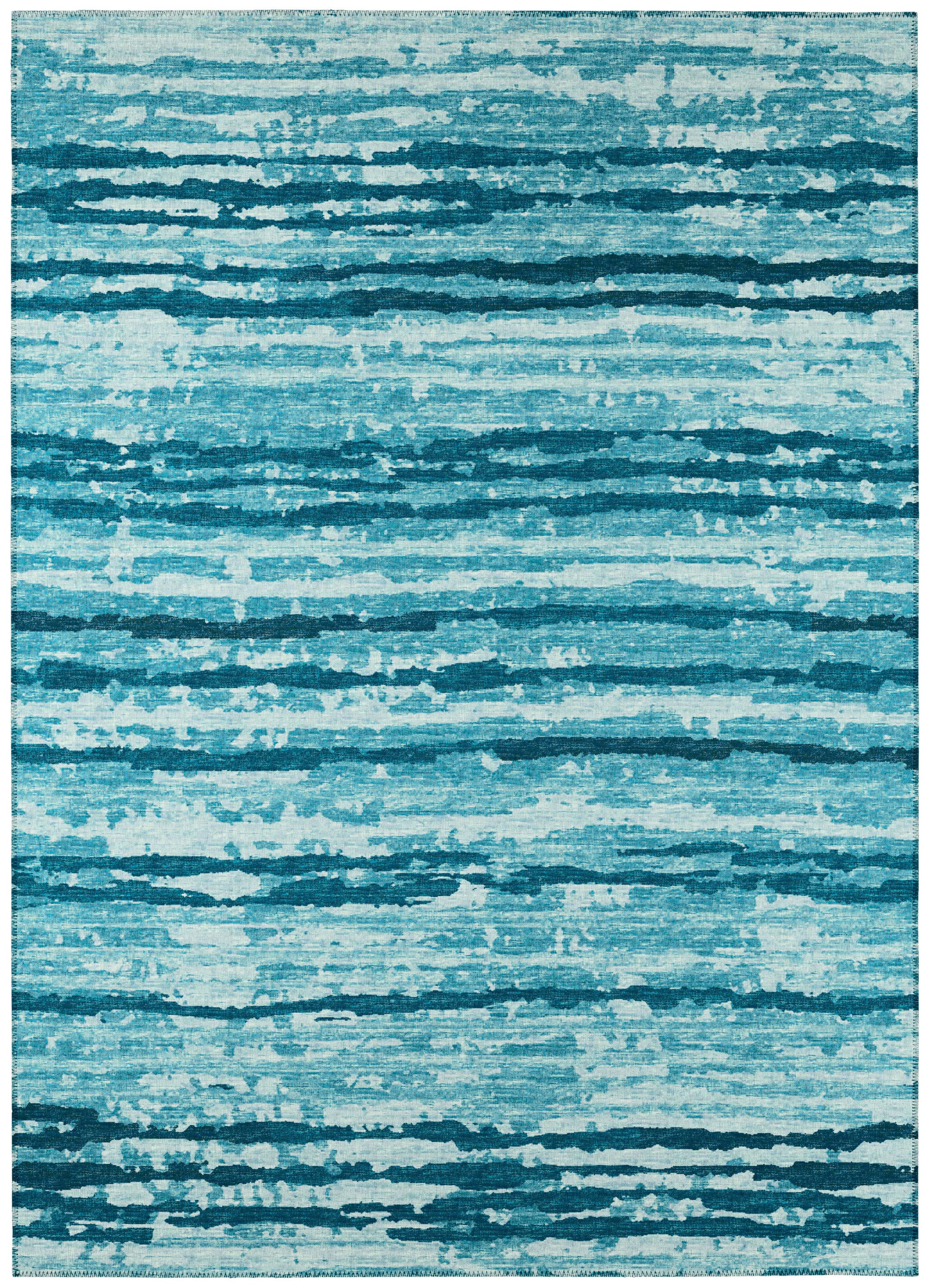 Addison Rugs ABV34BL8X10 Bravado 8 x 10 (ft) Chenille Blue Rectangular Indoor/Outdoor Stripe Southwestern Area rug