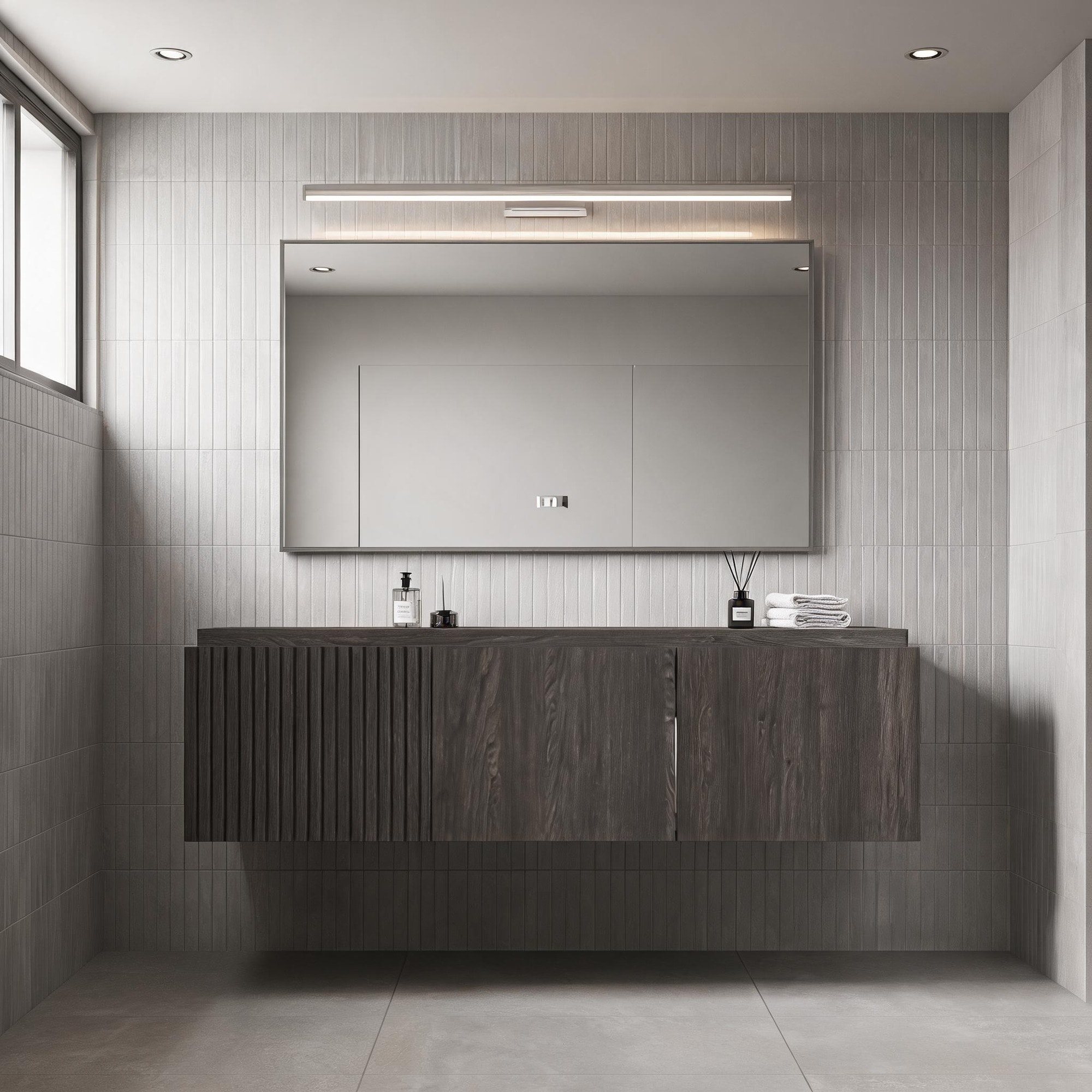 IAK - 48 inch Espresso Plywood Bathroom Vanity with Double Doors and One Drawer and Soft Close Ha...