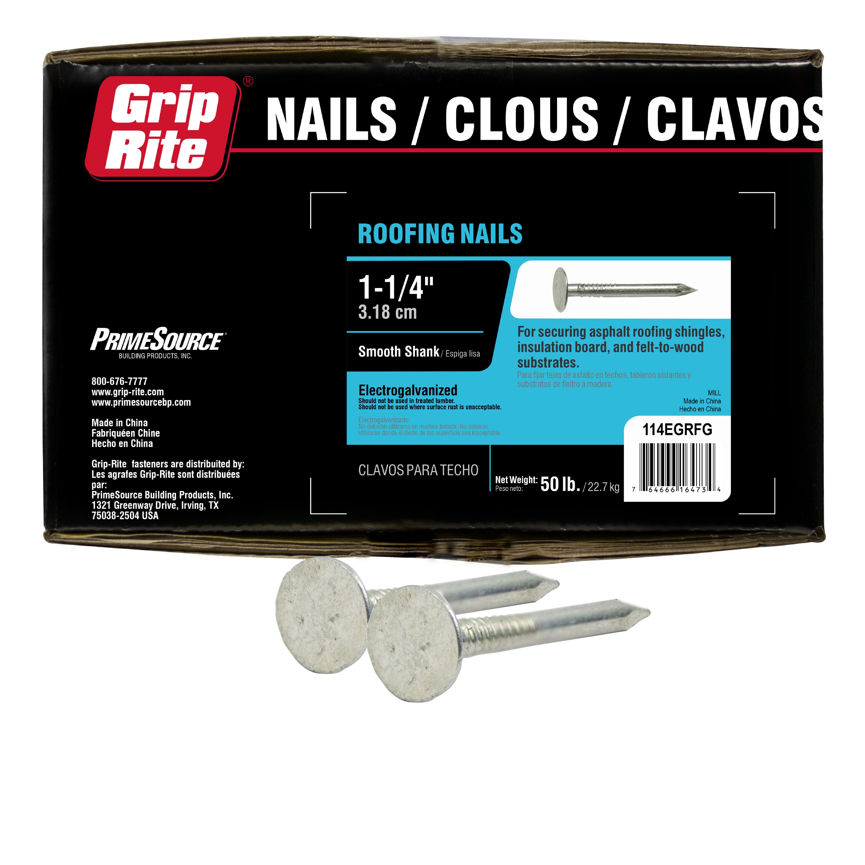 1-1/4-in Smooth Electro-Galvanized Roofing Nails (9785-Per Box) | - Grip-Rite 114EGRFG
