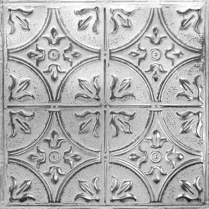 5 Pack Silver Washed White Metal Tin, Ceiling Tiles Tin