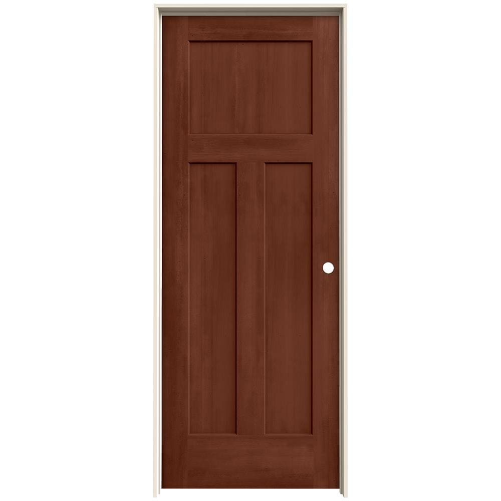 JELD-WEN 32-in x 80-in Amaretto Hollow Core 3-panel Craftsman Left Hand Smooth Stained Molded Composite Flat Jamb Single Prehung Interior Door in -  LOWOLJW222200817