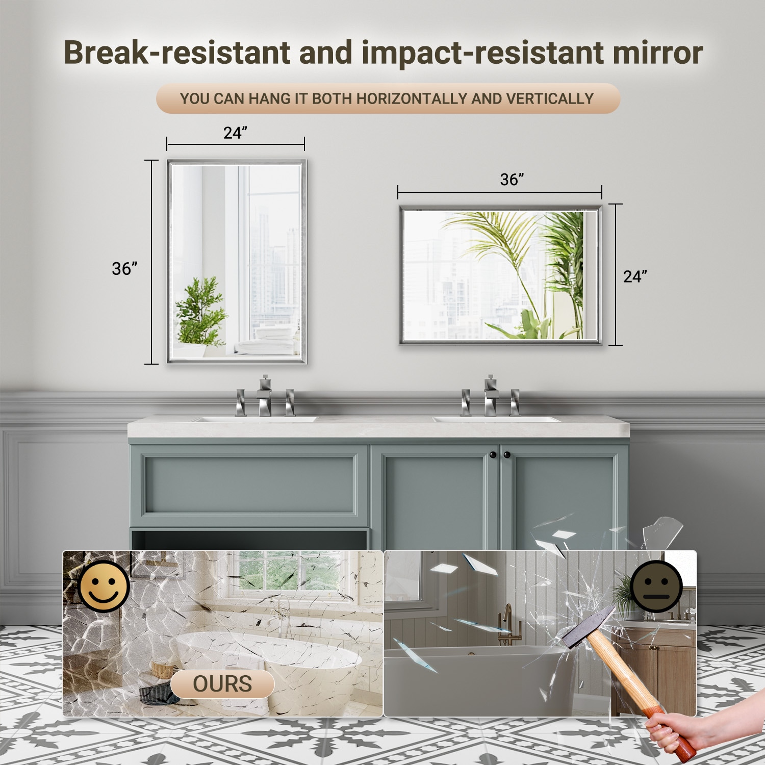 QueenFun TMFMB2436BS Framed-Bath-Mirrors - View #2