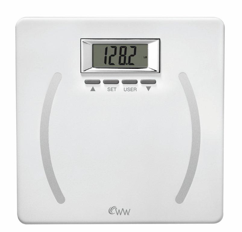 Weight Watchers 350 lbs. Digital White Bathroom Scale with Body Fat  Indicator at
