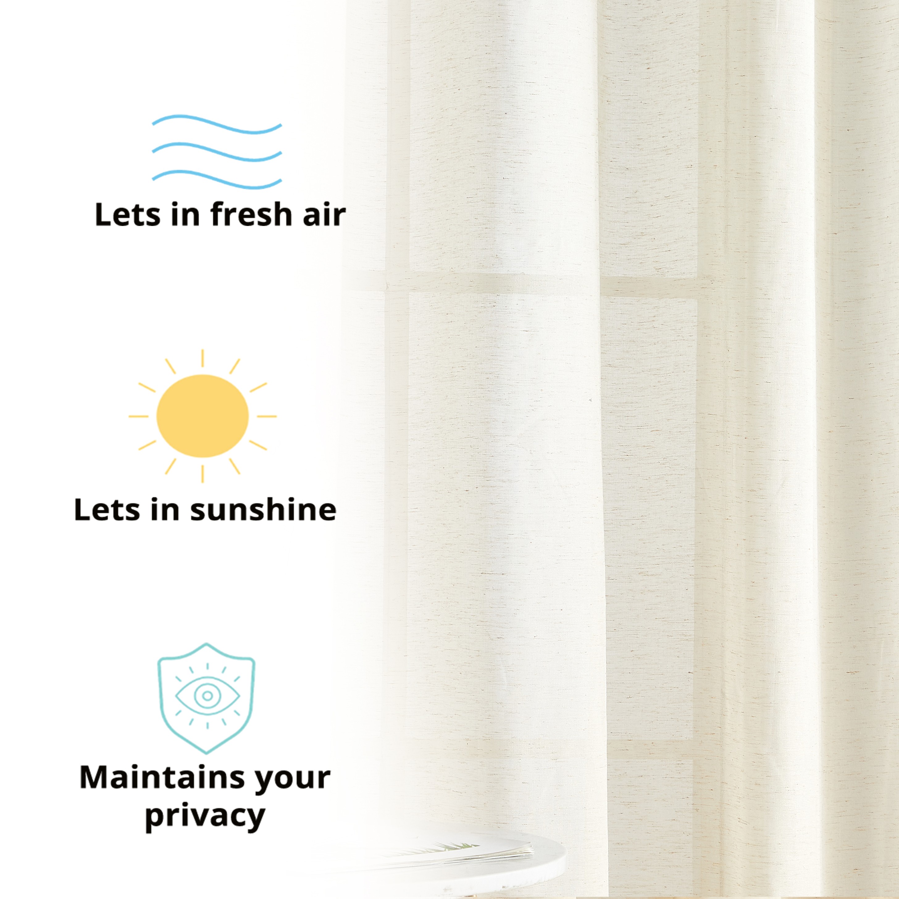 HLC.me SIERA-LN-CREAM96 curtains - View #4