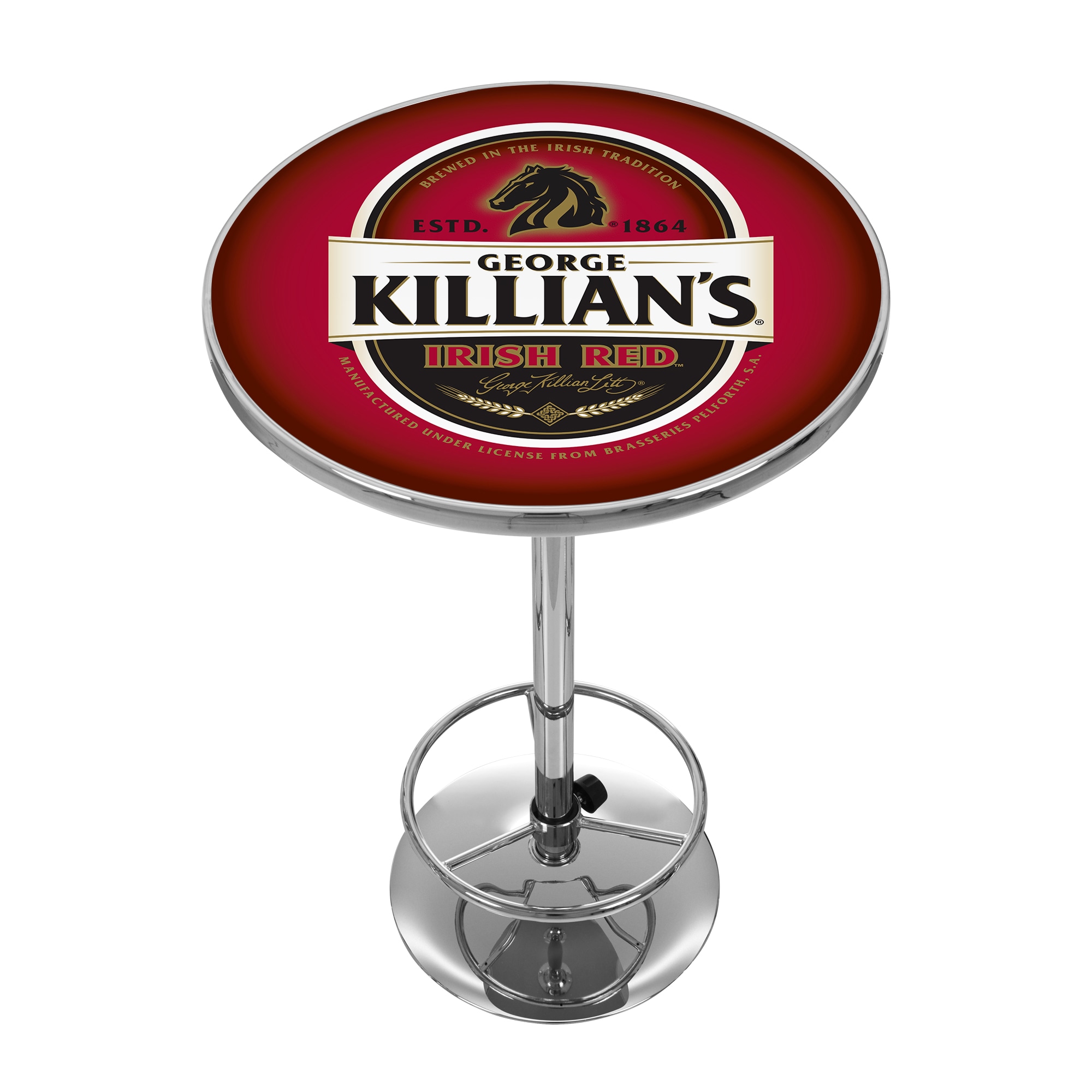 Trademark Gameroom KL2000 Pub Tables Chrome Round Traditional Bar Table, Composite with Metal Pedestal Base 27.375-in L x 42-in H