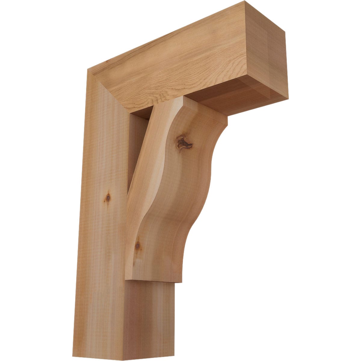 Ekena Millwork BKT06X18X26FST05SWR Funston Block Smooth 5-1/2-in x 18-in x 26-in Western red cedar Brown Wood Standard bracket