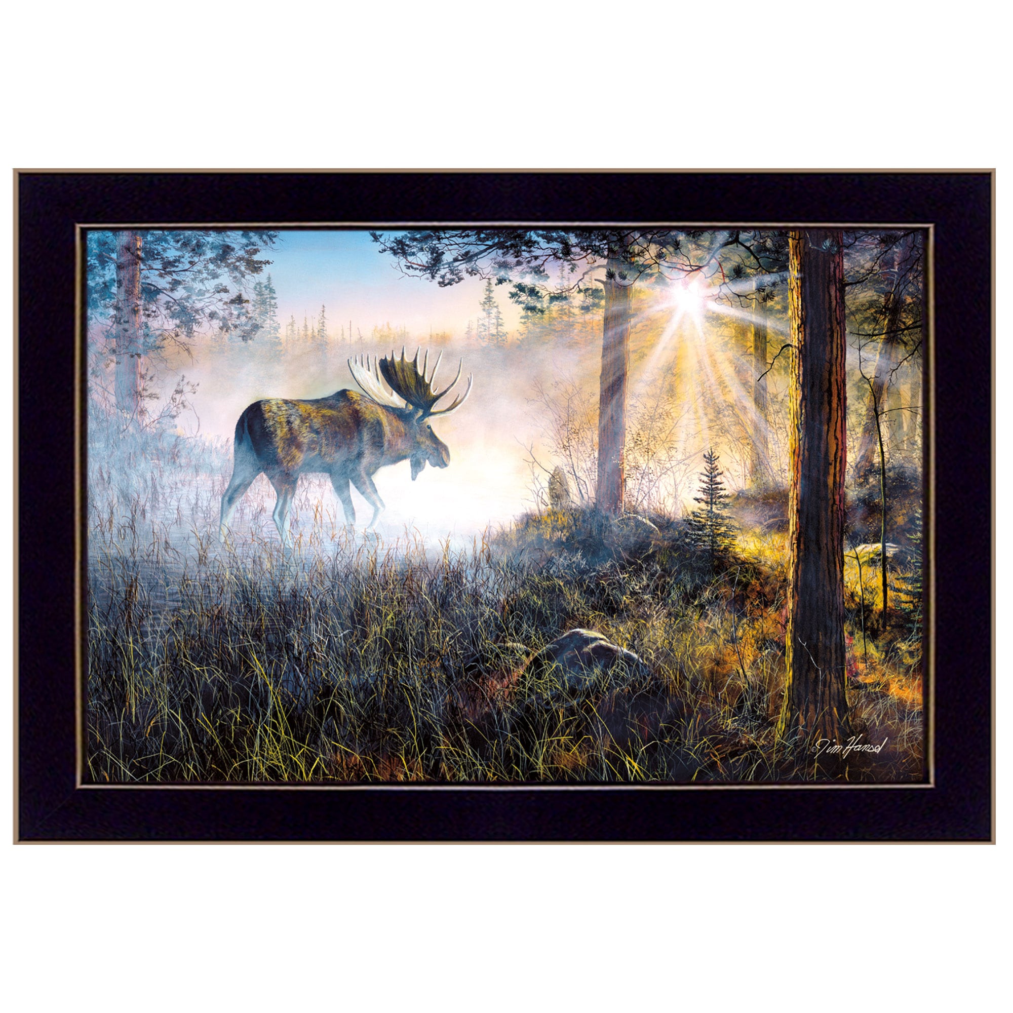 Trendy Decor 4U JH156-712 Walk In The Mist Jim Hansen Black Wood Framed 14-in H x 20-in W Vintage/Retro Paper Print
