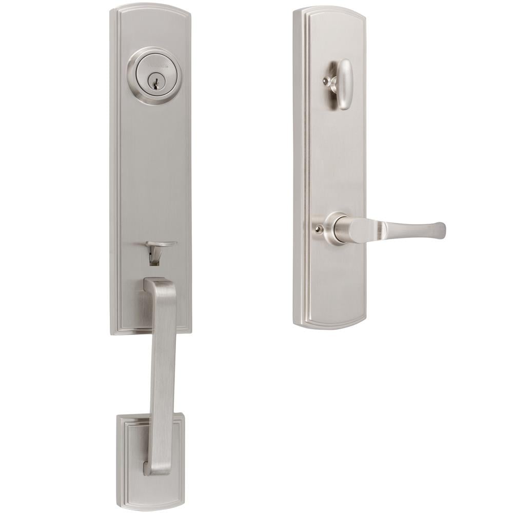 Delaney Hardware 374101ARL Briona Satin Nickel Single-Cylinder Deadbolt Keyed entry door handleset with Classic Lever
