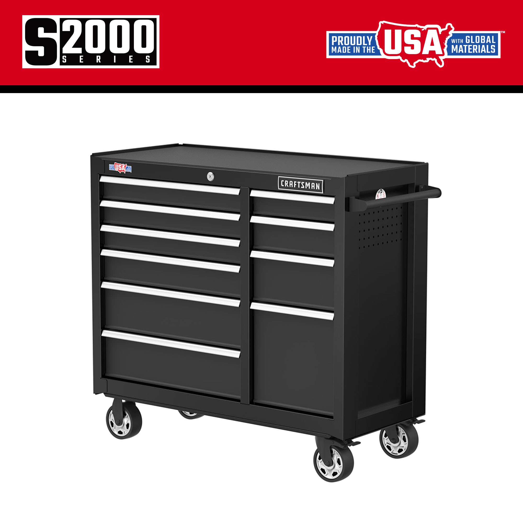 CRAFTSMAN 2000 Series 41-in W x 37.5-in H 10-Drawer Steel Rolling Tool Cabinet (Black)