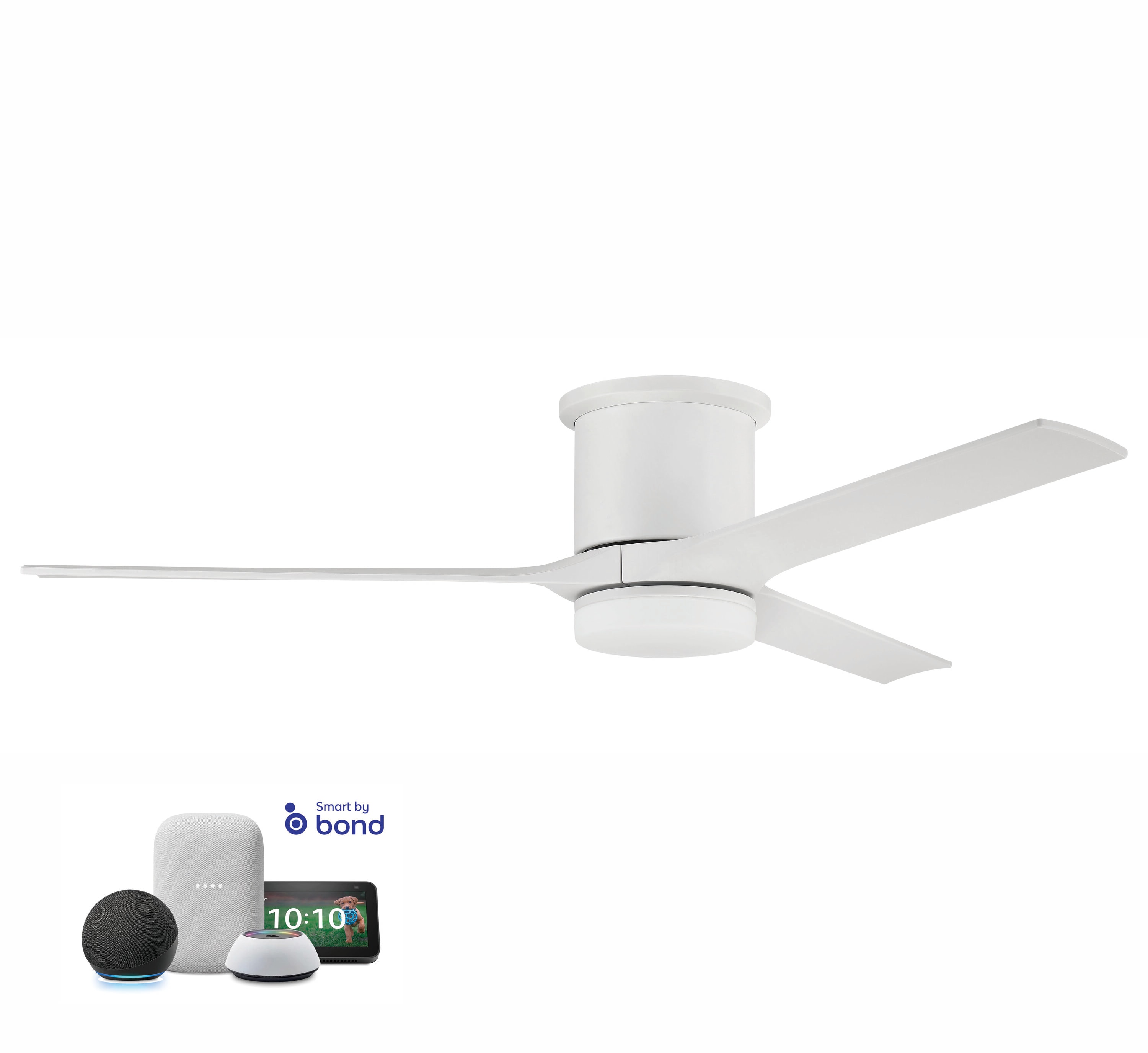 Craftmade Burke 60-in White Integrated LED Indoor/Outdoor Flush Mount Smart Propeller Ceiling Fan with Light and Remote (3-Blade) BRK60W3 Sansujyuku sansujyuku.com