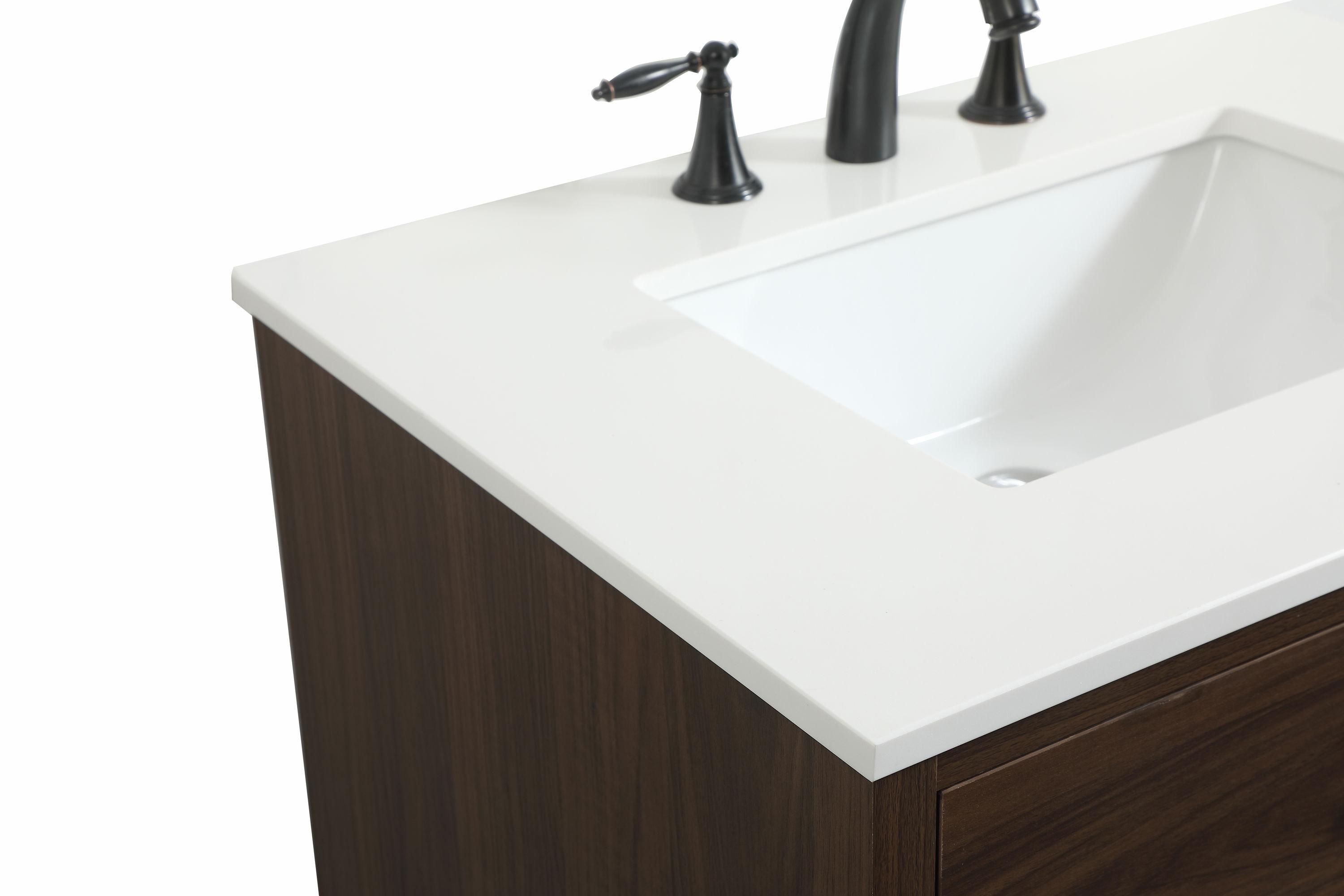 Walnut Mid-Century Modern Single Bathroom Vanity