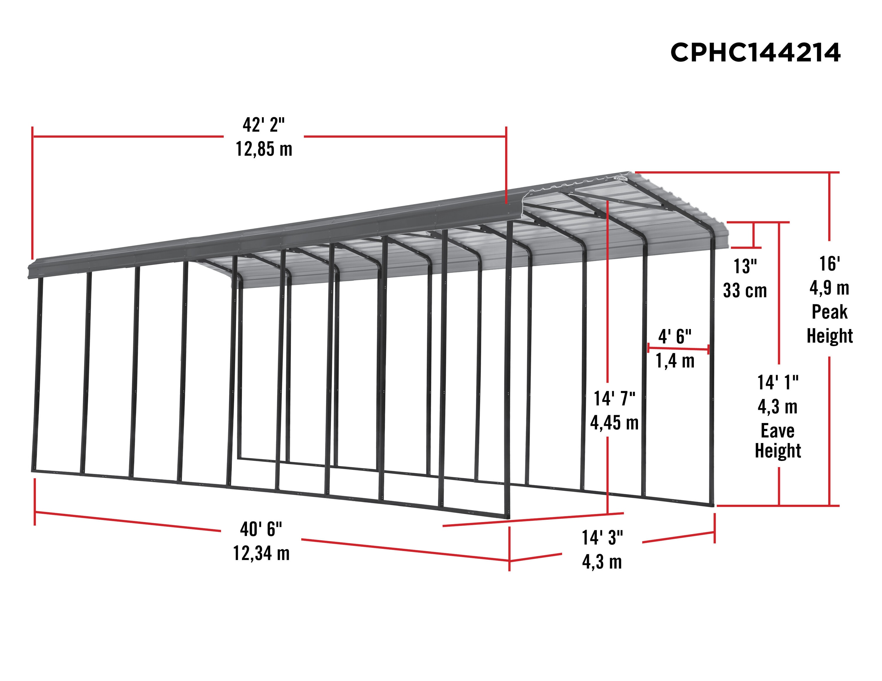 Arrow CPHC144214 Carport-Covers - View #3