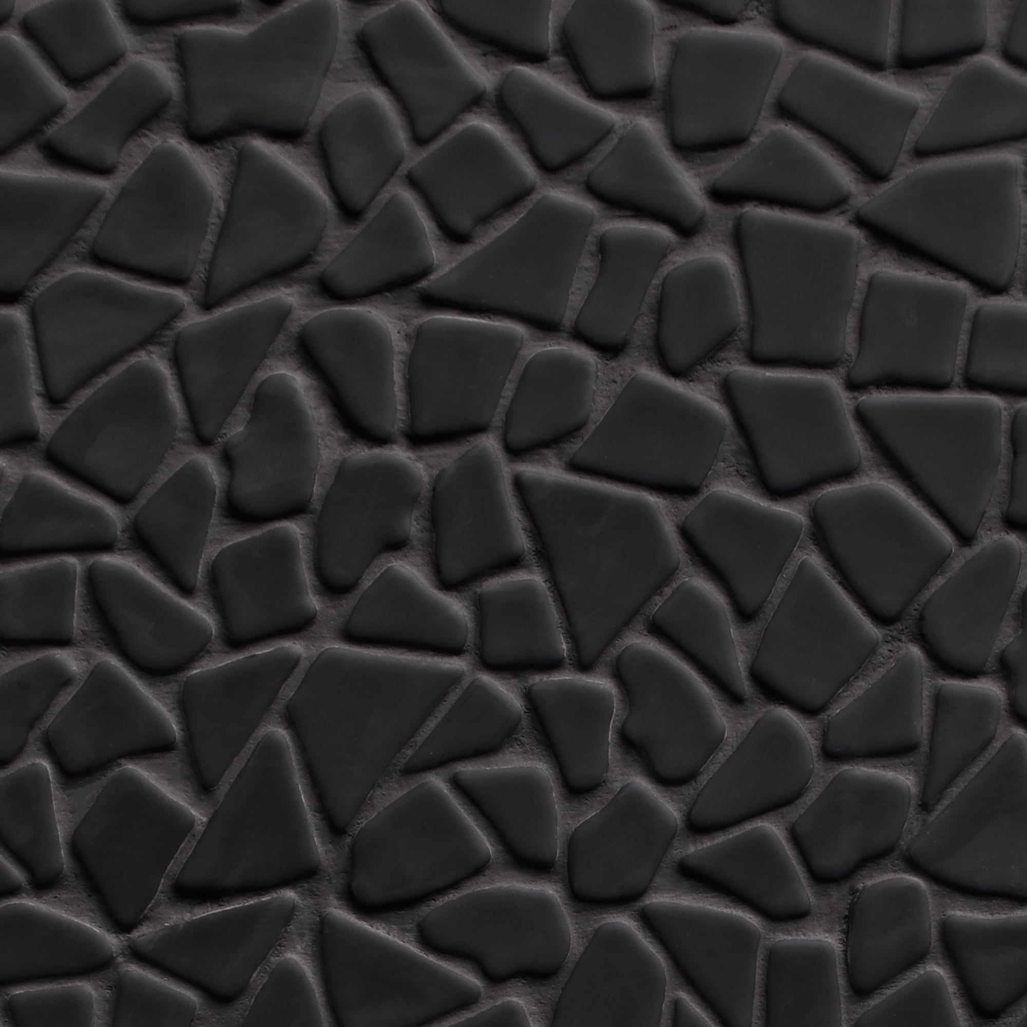 SUNWINGS ROCK-BLK-10 Black 12-in x 12-in Matte Recycled Glass Marble Look Pebble Mosaic Floor and Wall Tile (10-sq. ft/ Carton)
