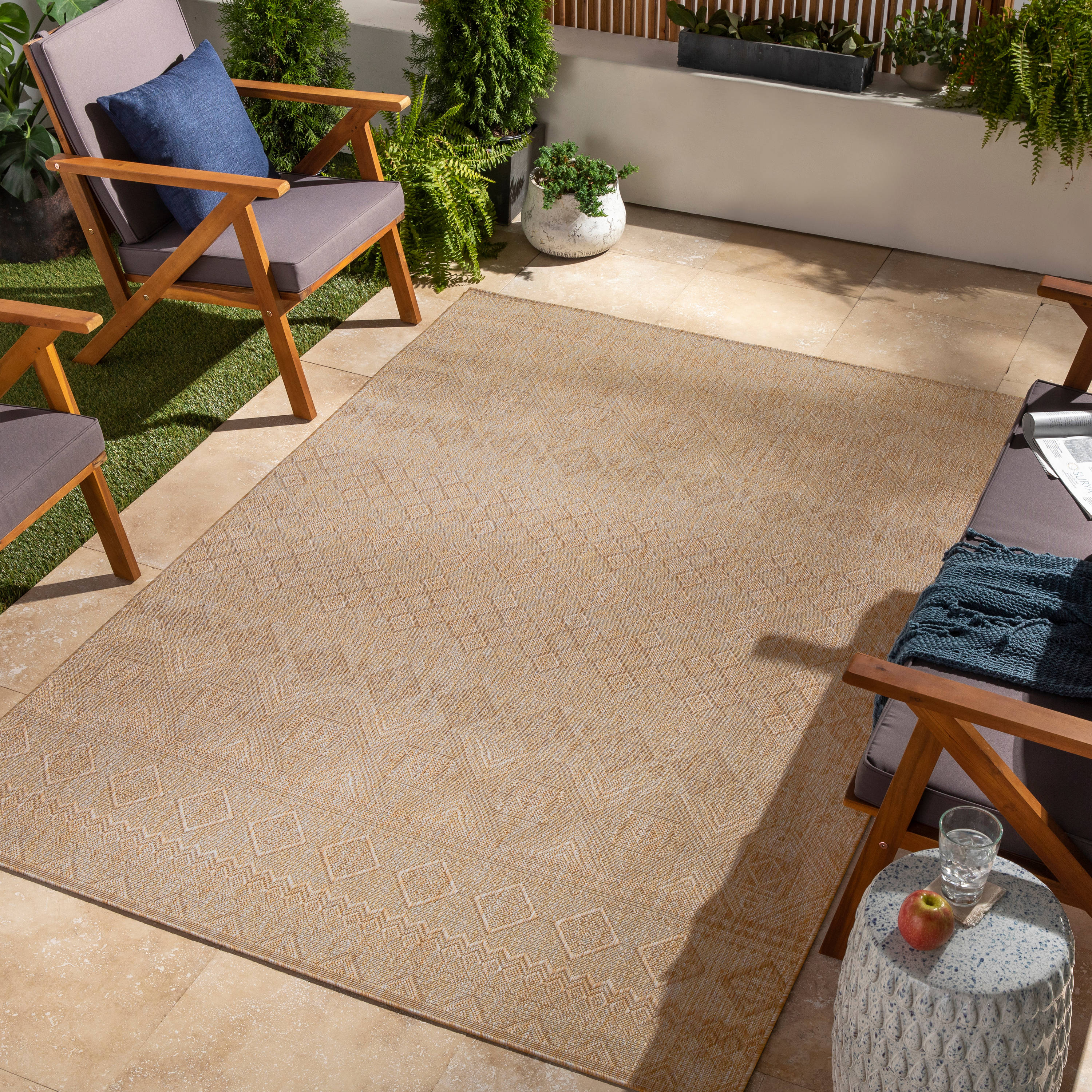 Livabliss TRG2326-679 Tuareg 7 x 9 (ft) Polypropylene Brown Rectangular Indoor/Outdoor Tribal Global Area rug