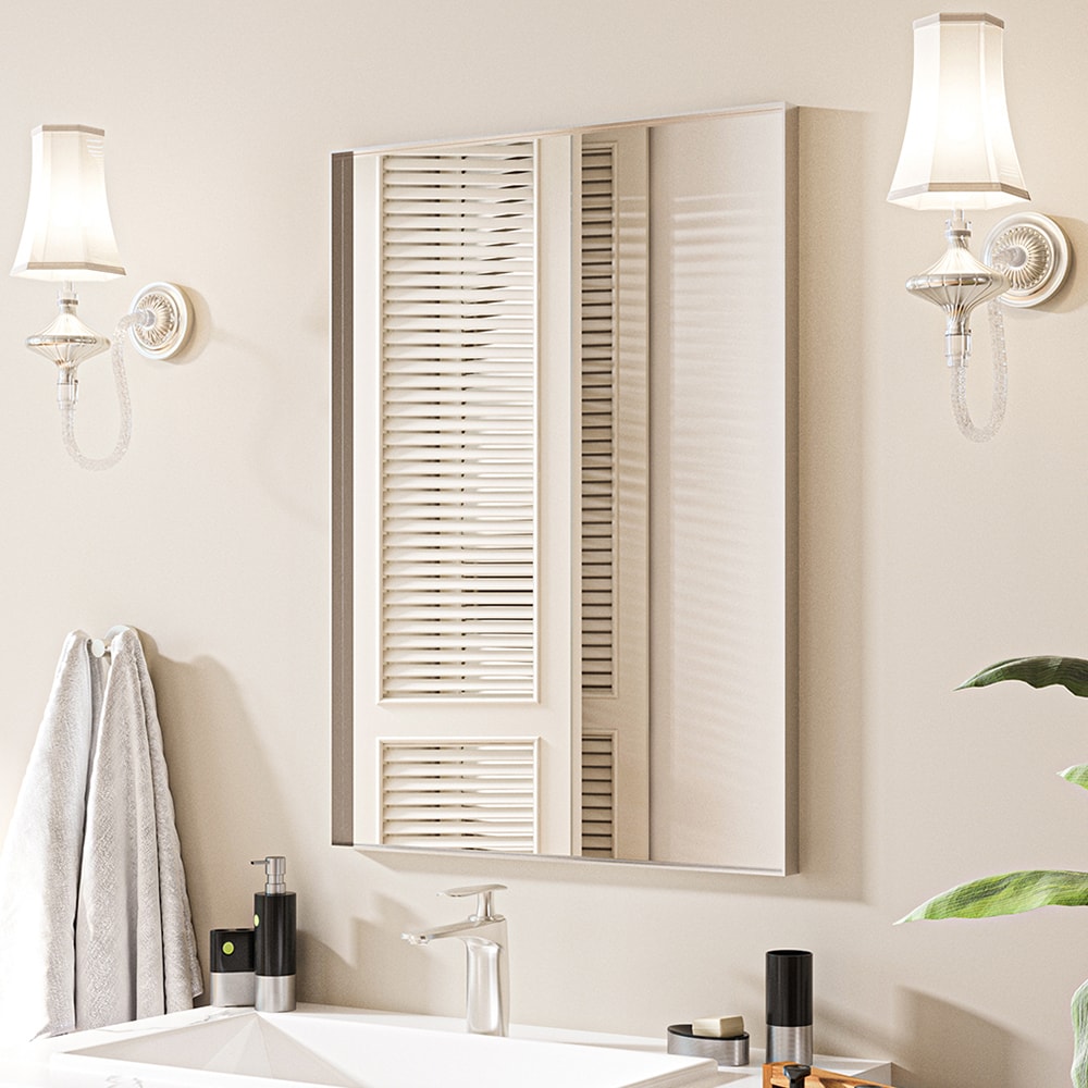 waterpar WPLO-2159 22-Inches x 30-Inches Polished Rectangle Bathroom Vanity Mirror ( Silver )