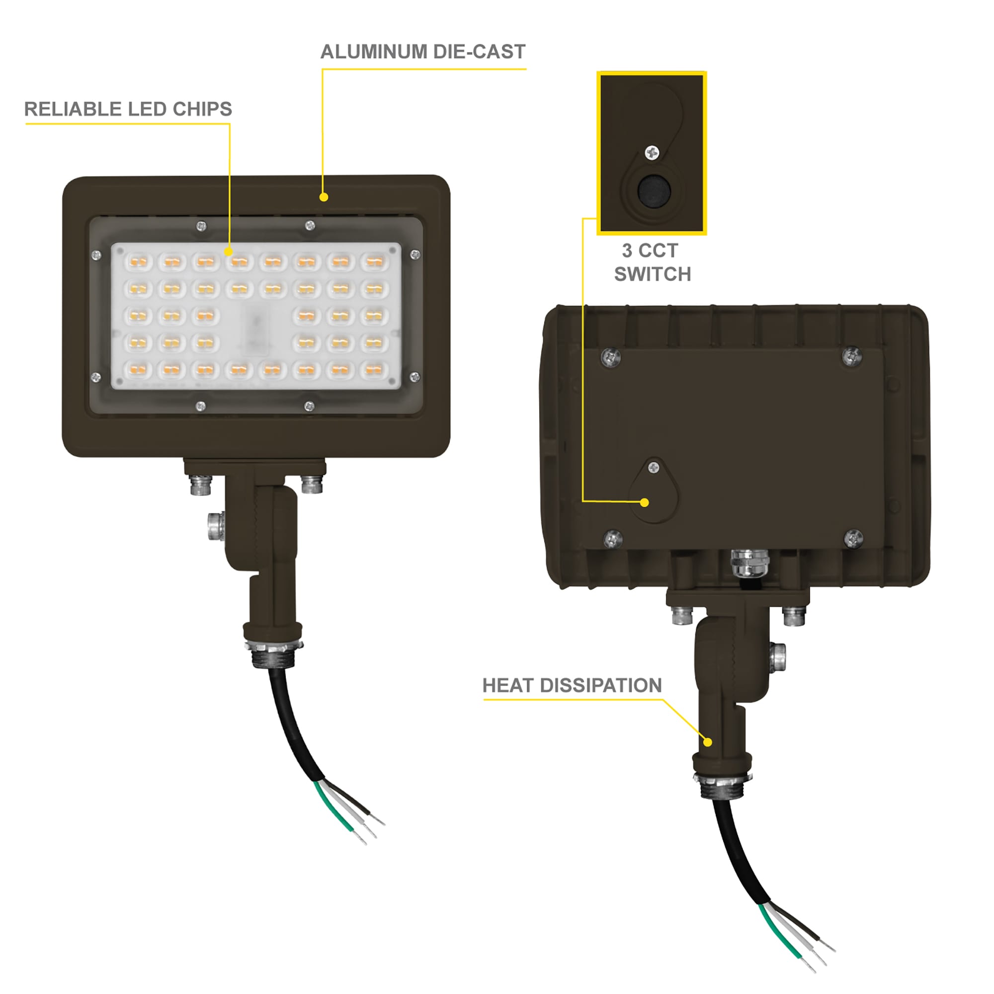 NUWATT 15-Watt Bronze Hardwired LED Flood Light In The Spot & Flood ...