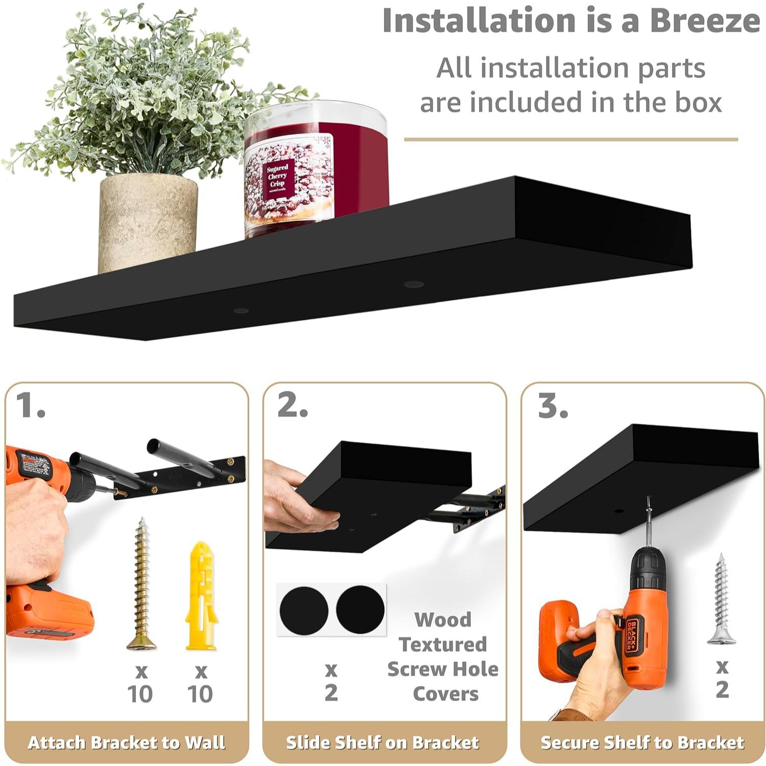 SORBUS WD-FLT-BLK Wall-Mounted-Shelving - View #4