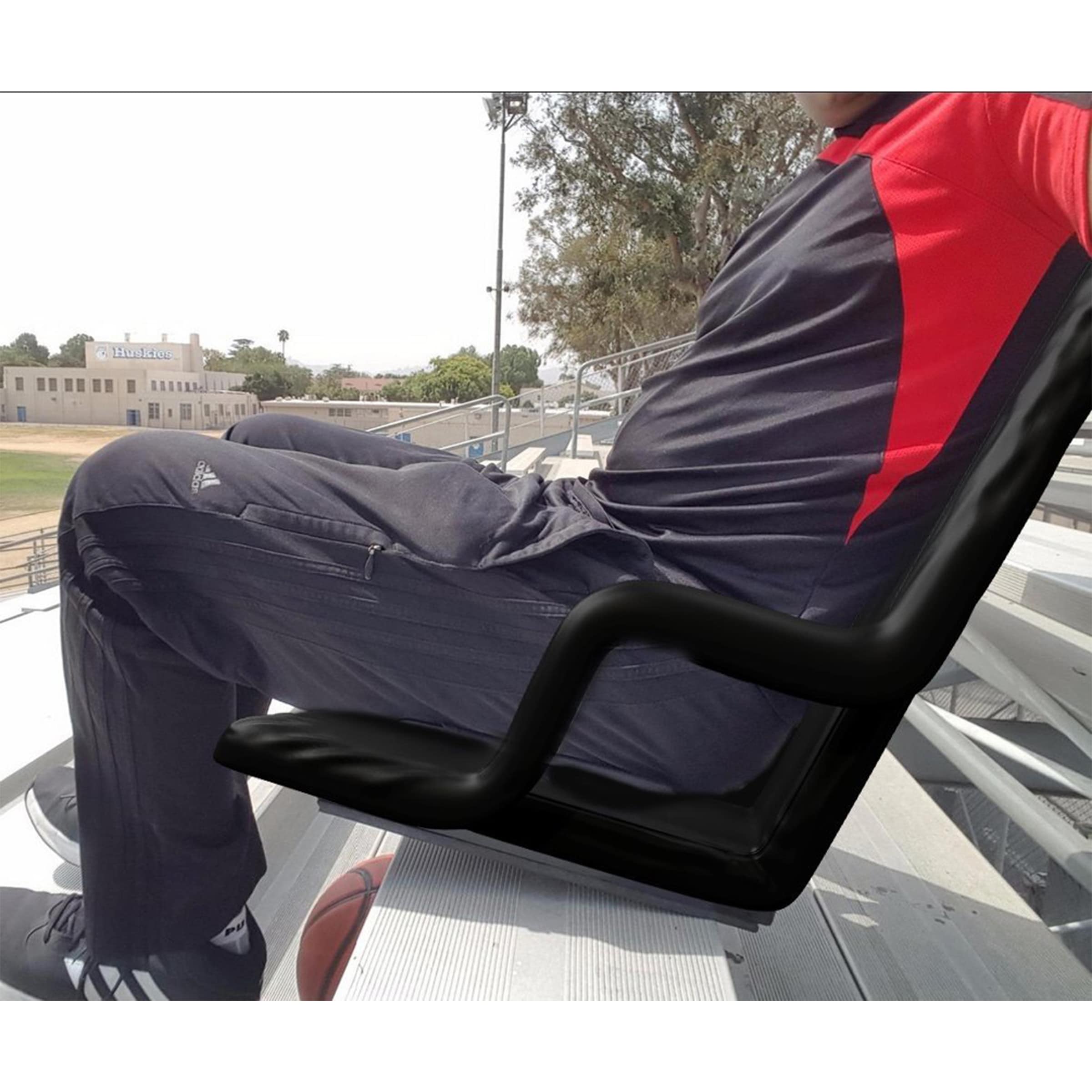Black Polyester Stadium Seats with Padded Back Support, 2-Pack