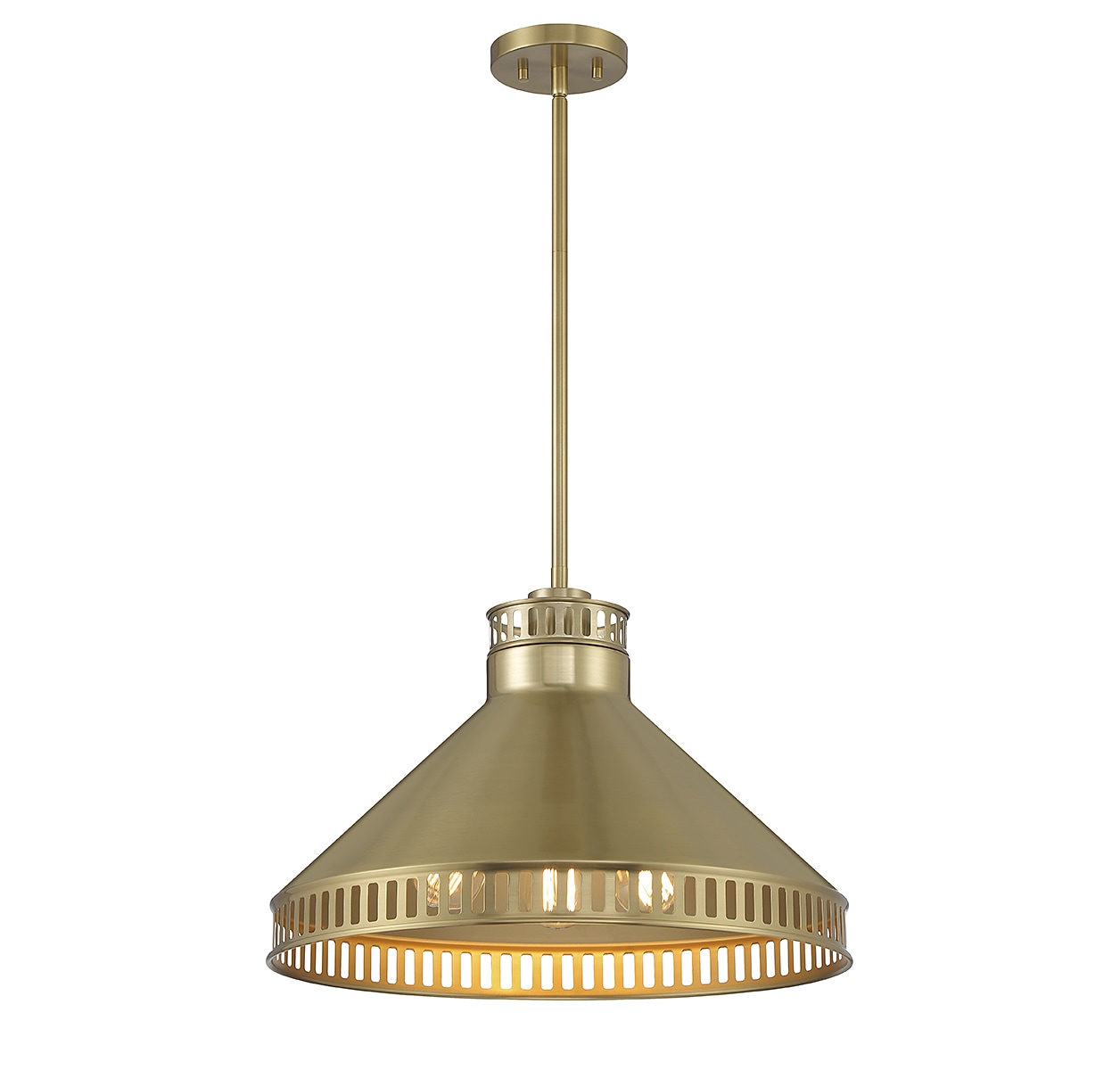 Savoy House Essentials 7-8801-3-322 Seagram 3 -Light Warm Brass Vintage Cone Medium Hanging Pendant light