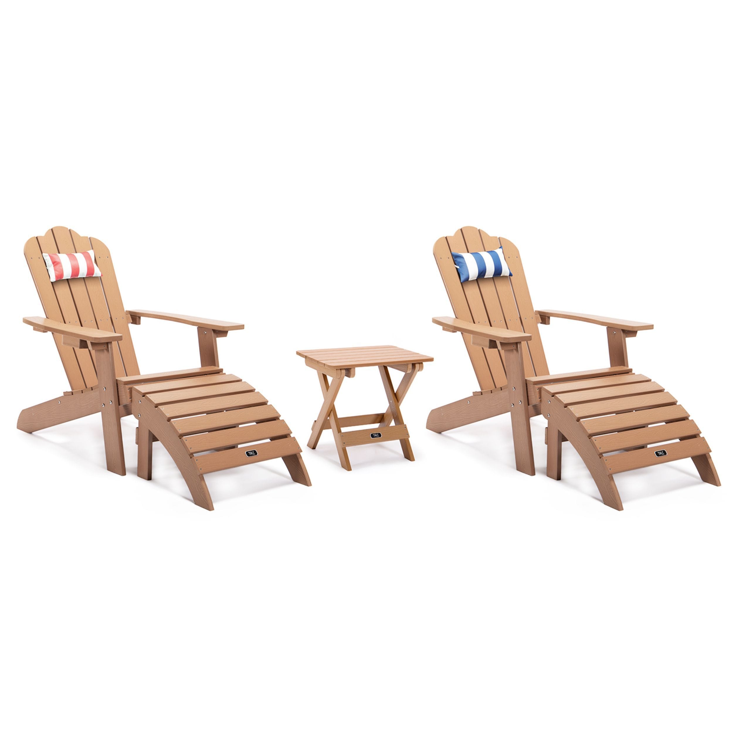 Maocao Hoom GBK-C-3P-BROWN Set of 2 Brown HDPE Frame Stationary Adirondack Chair with Slat Seat