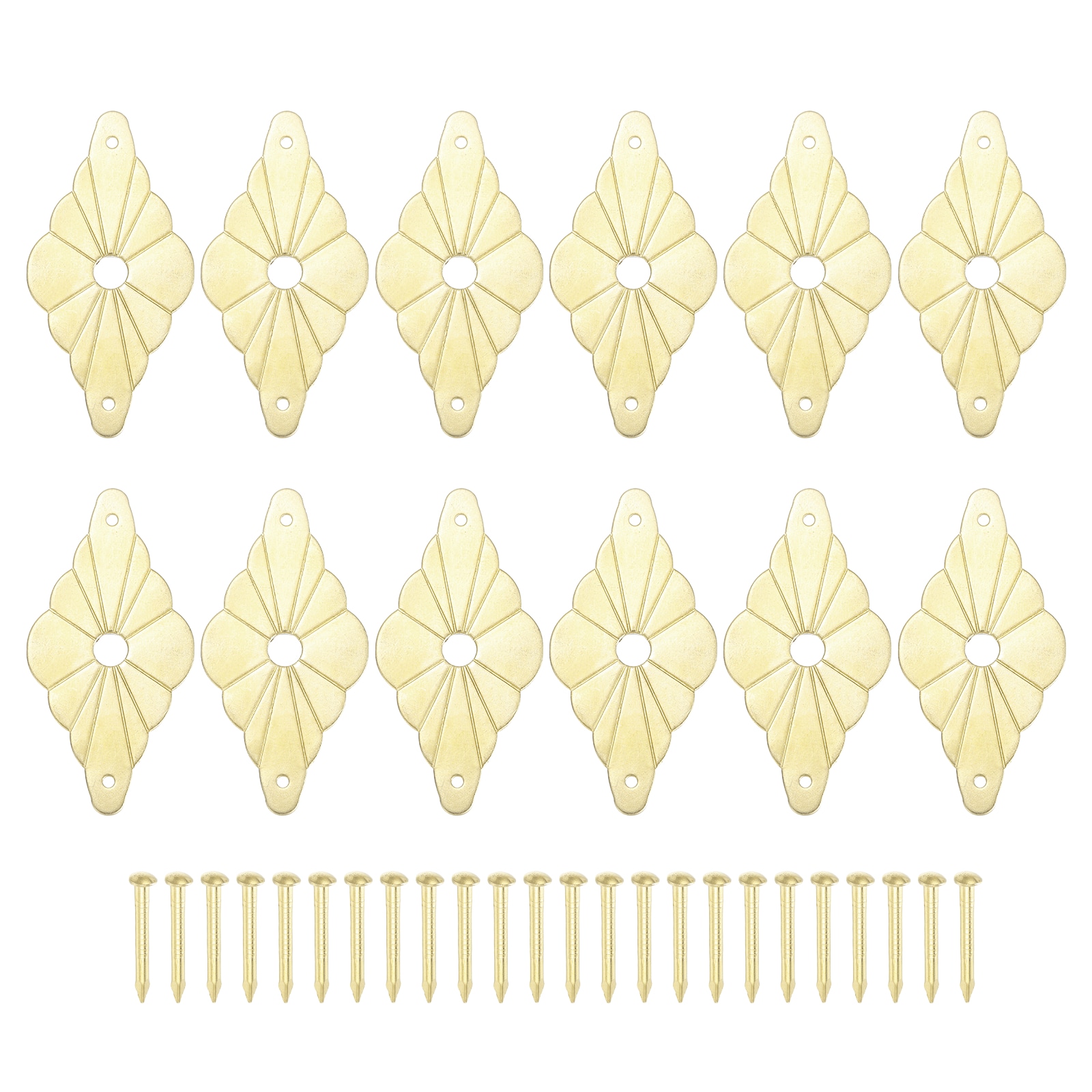 Unique Bargains 12pcs Cabinet Knob Backplate 2.36inch Diamond Shape Brass Backplate Washers Classical Furniture Decoration Gasket for Cabinet Drawer Cupboard Doors Hardware(Brass)