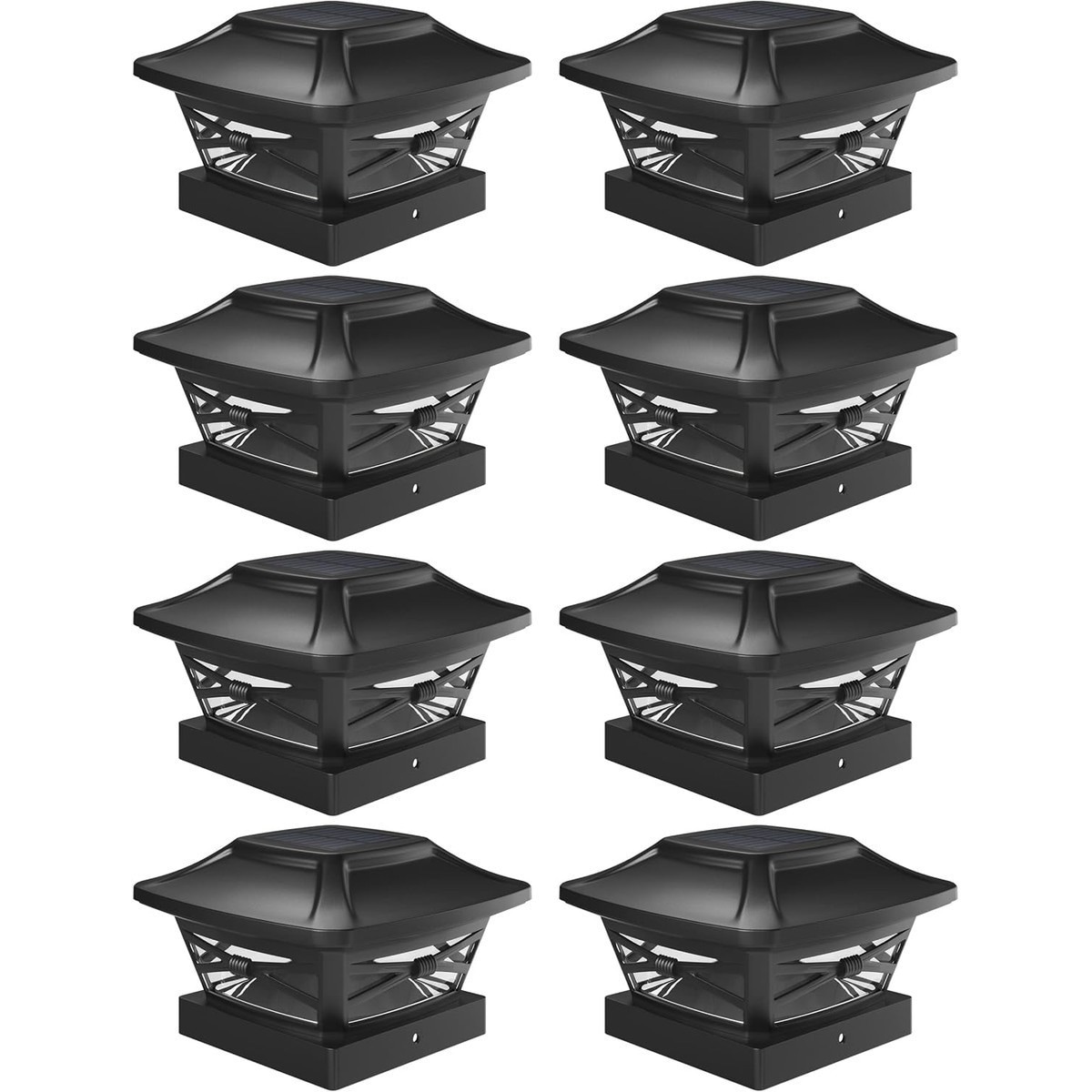 Jokupey  Slate Black Solar Post Cap Light 8 Pack for 4x4 5x5 6x6 Posts with Bright Warm White LED