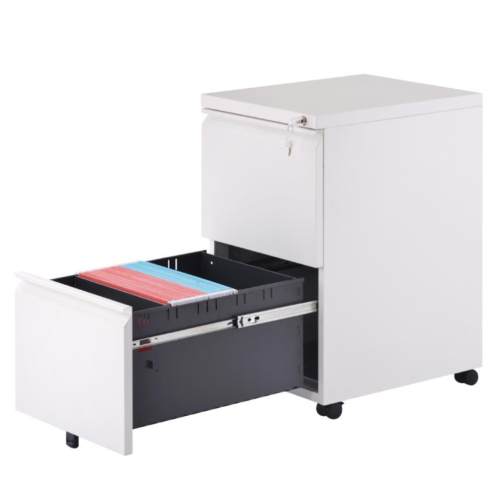 REYADE 3 Drawer Mobile File Cabinet Suitable for Legal/Letter/A4 File Under Desk Office Pedestal File Cabinet Fully Assembled Except Wheels White Metal Office Storage Cabinet with Lock and Handle 