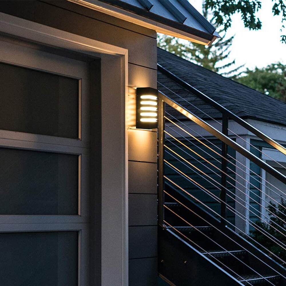 Sleek 9.75" Black LED Outdoor Wall Lantern with Dimmable Light