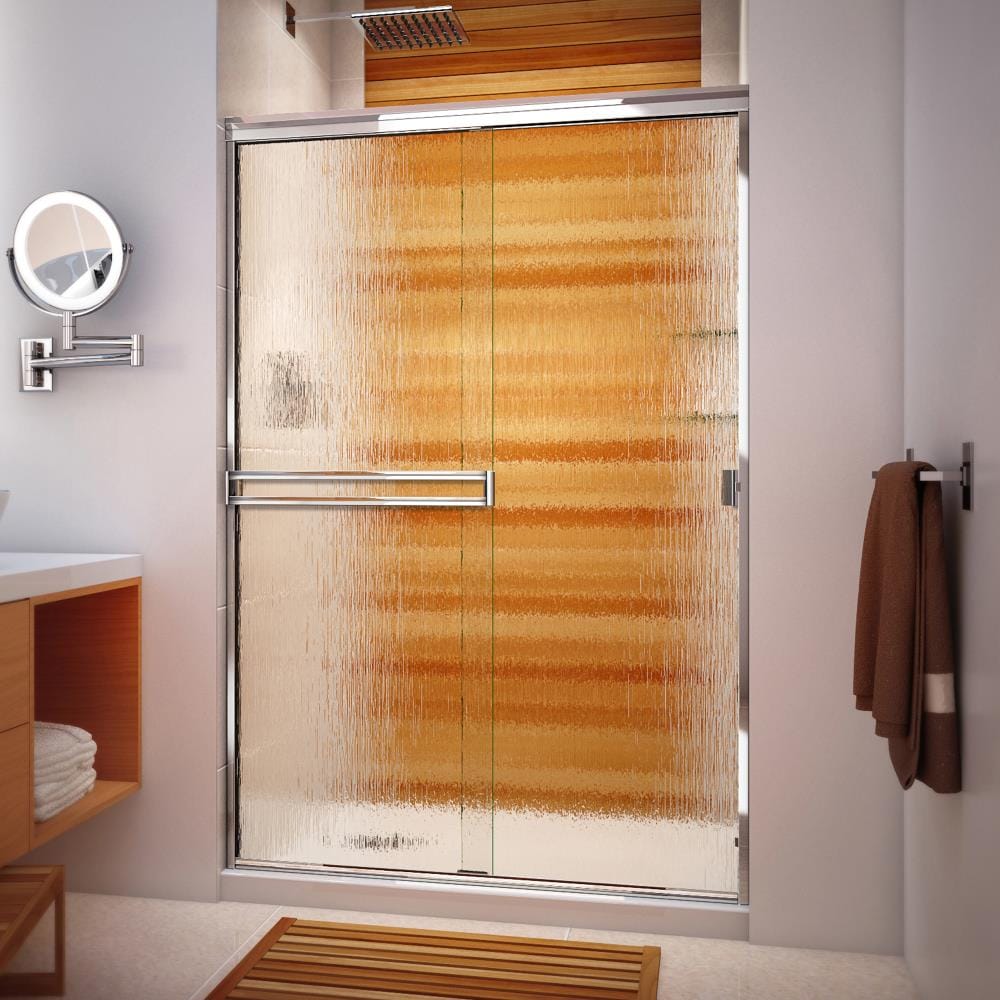 Traditional Polished Chrome 51-in to 53-in x 67.375-in Semi-frameless Bypass Sliding Shower Door Stainless Steel | - Arizona Shower Door SE53X6738CHRN