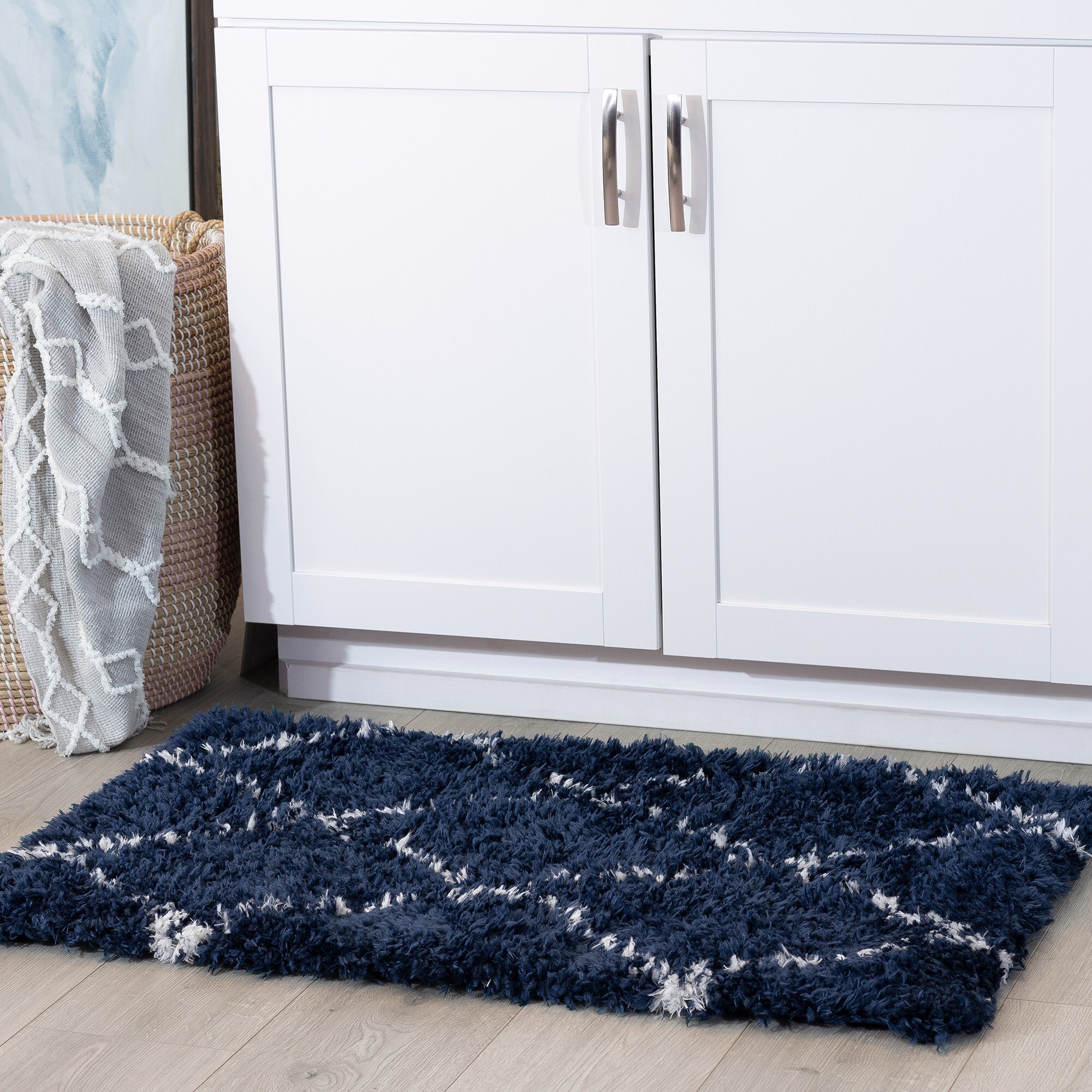 Tayse HEA1107 2X3 Heavenly Shag 2 x 3 (ft) Loomed Polyester Navy Rectangular Indoor Throw rug