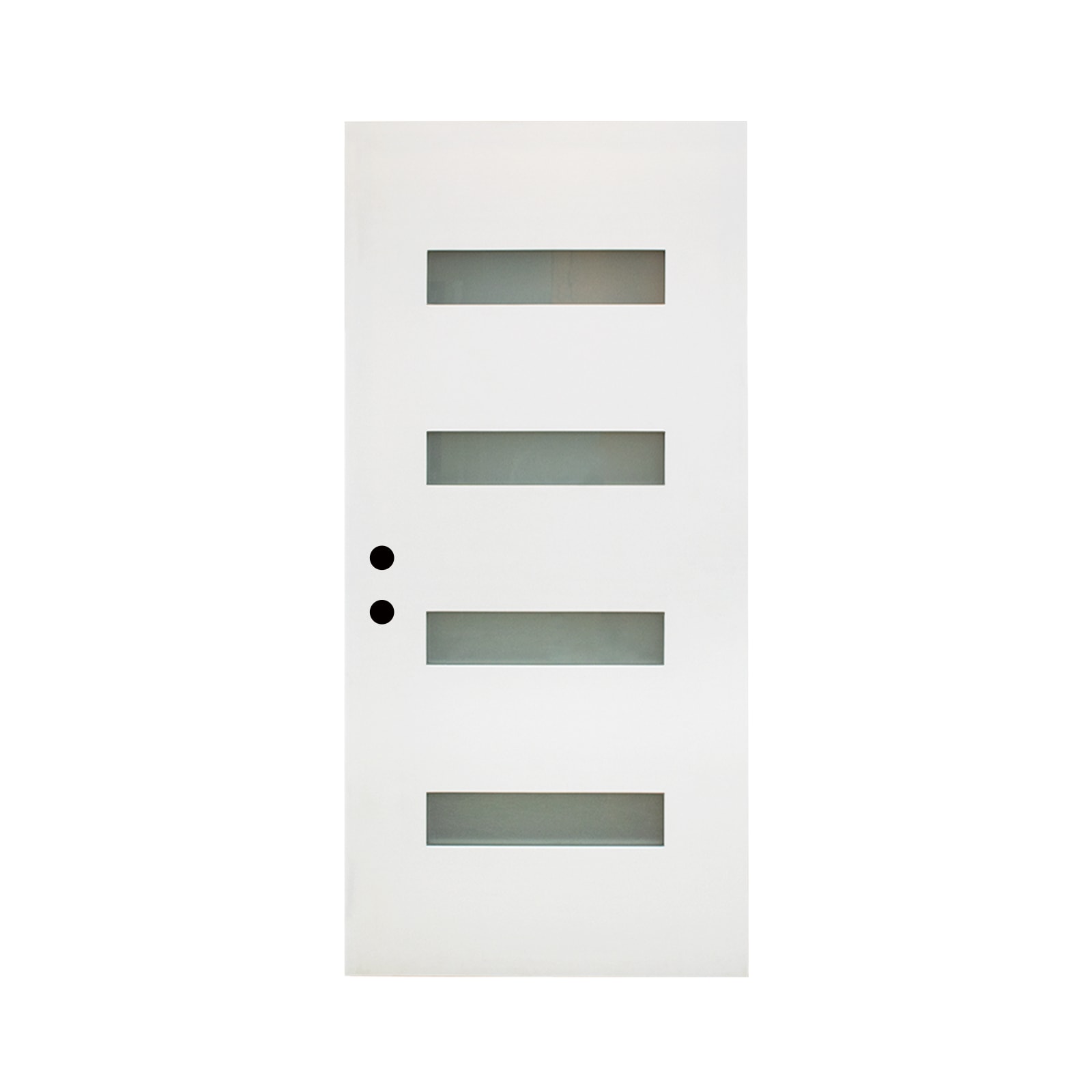 LOVMOR  4-Lite Frosted Glass Contemporary Style 36-in x 80-in White Finish Right-hand inswing Fiberglass Knock-Down Door Slab Entry Front Door